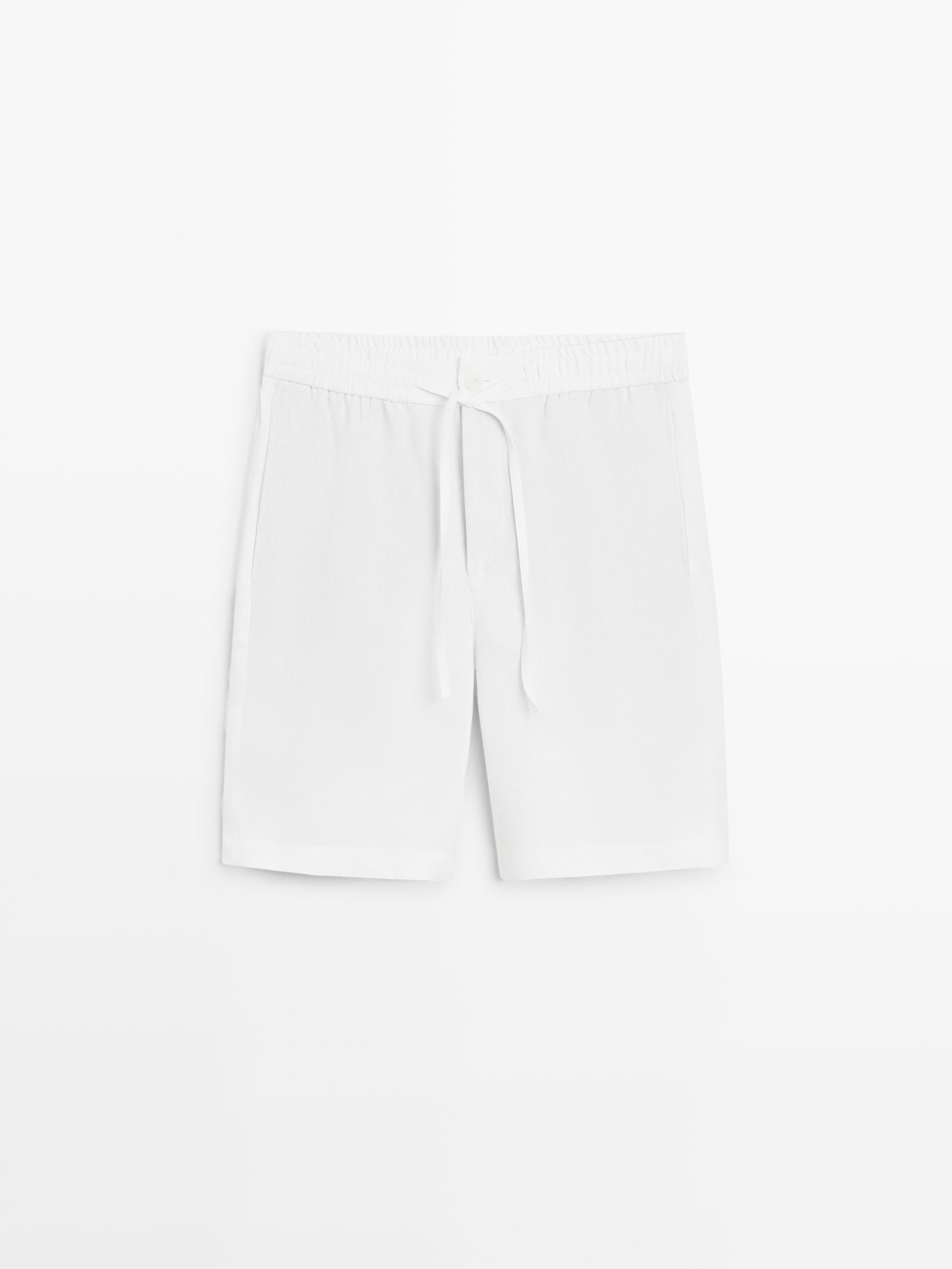 Linen jogger-fit Bermuda shorts