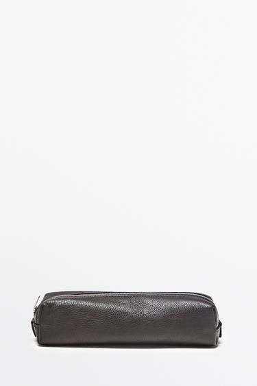 Nappa leather zip pouch — BROWN 1