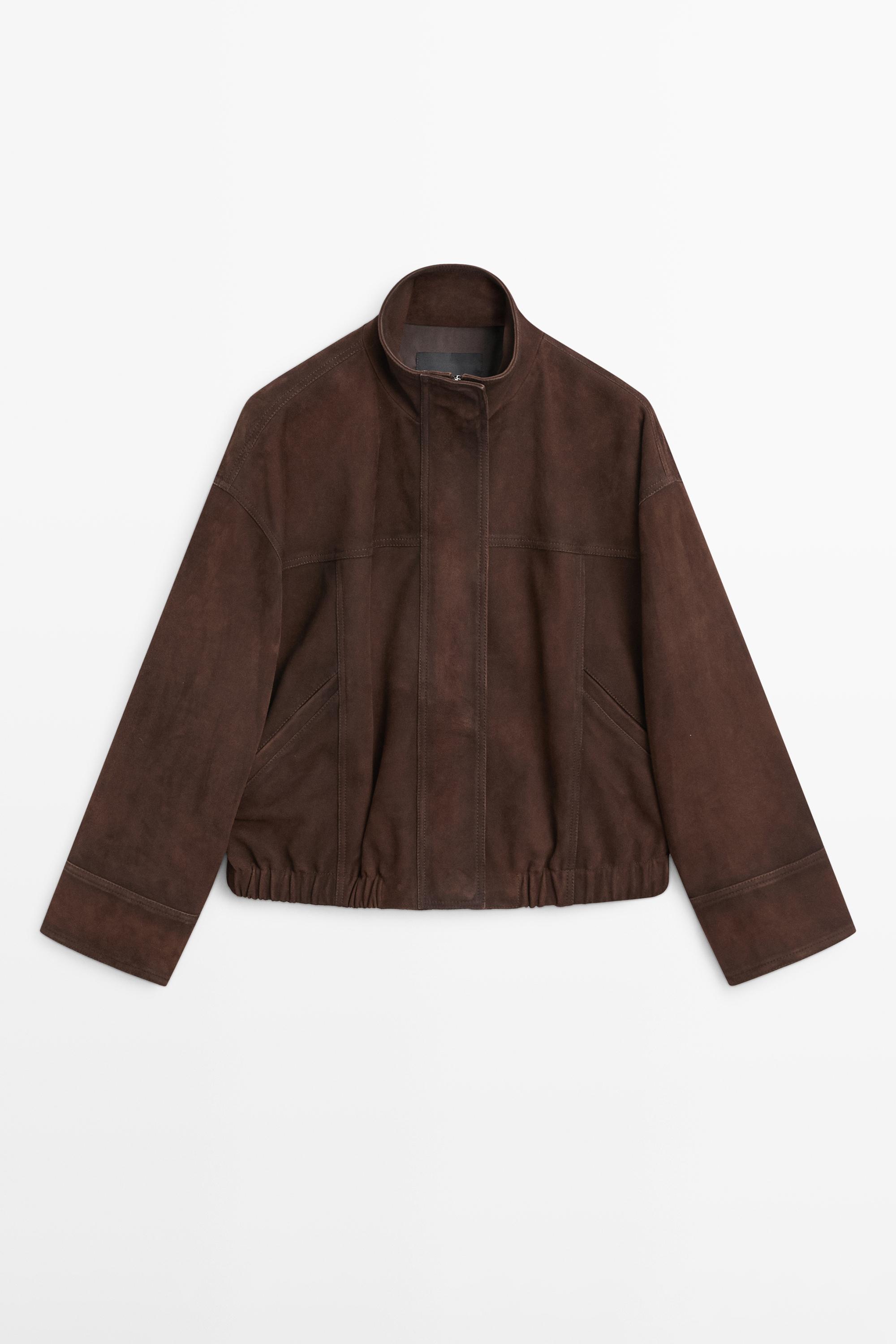 Suede leather bomber jacket