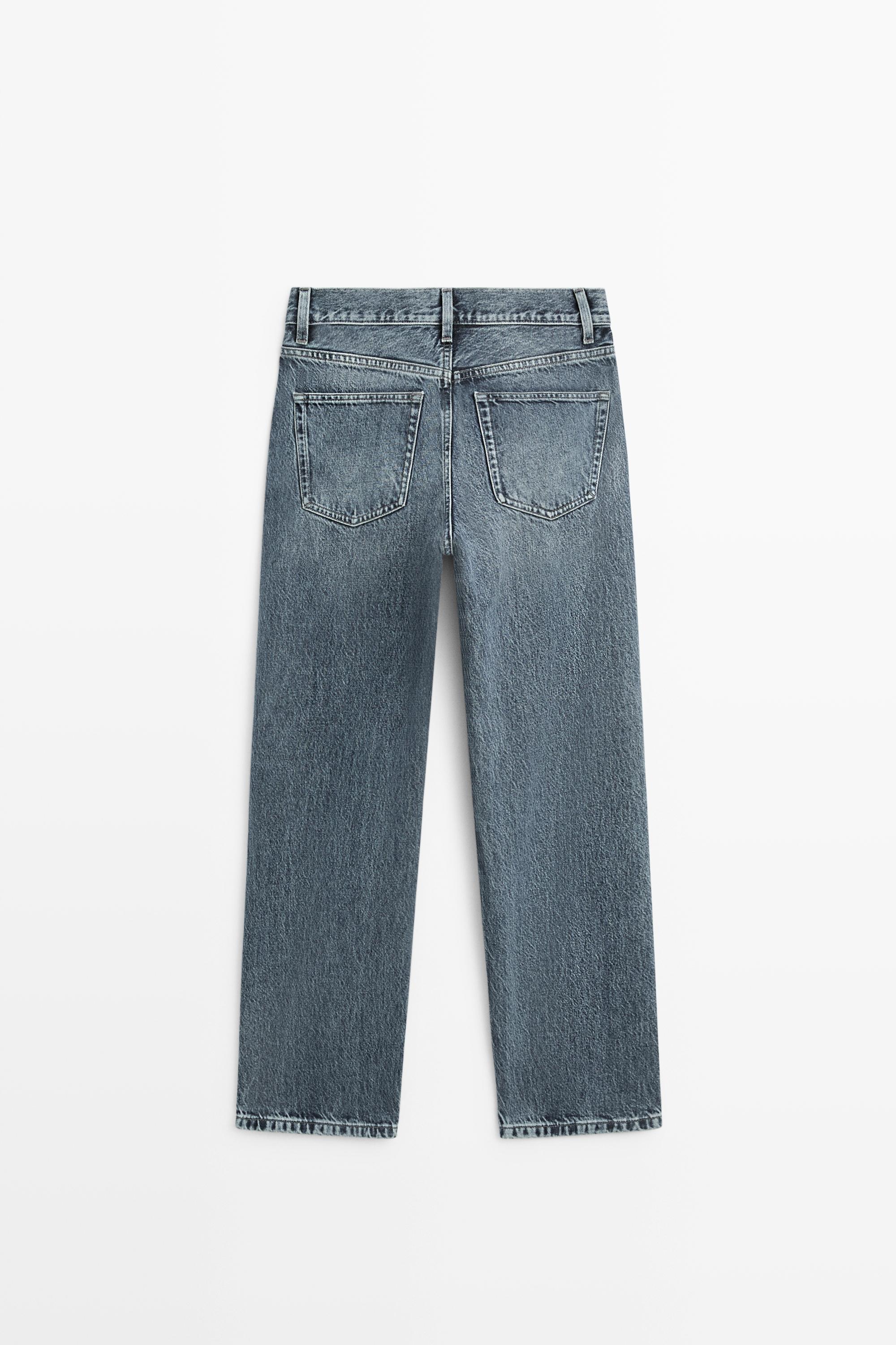 High-waist straight-leg jeans — Light Blue