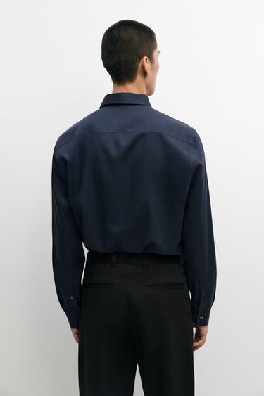 Regular fit cotton blend shirt — DEEP BLUE 5