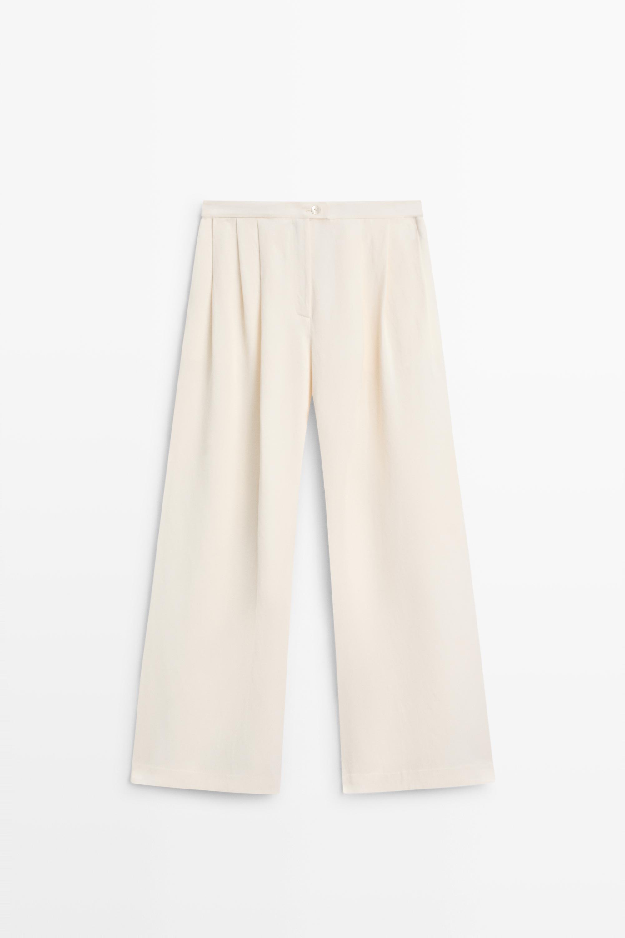 Pantalón ancho fluido con lino