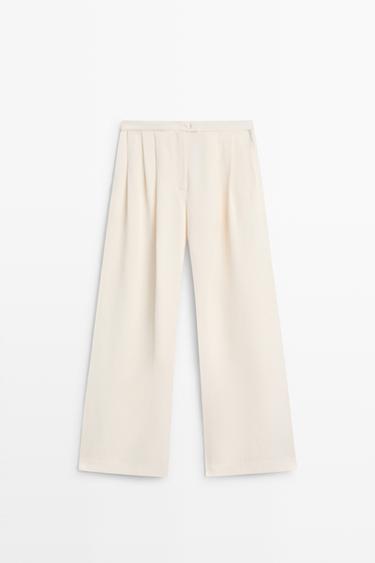 Flowing wide-leg linen pants — Off white 2