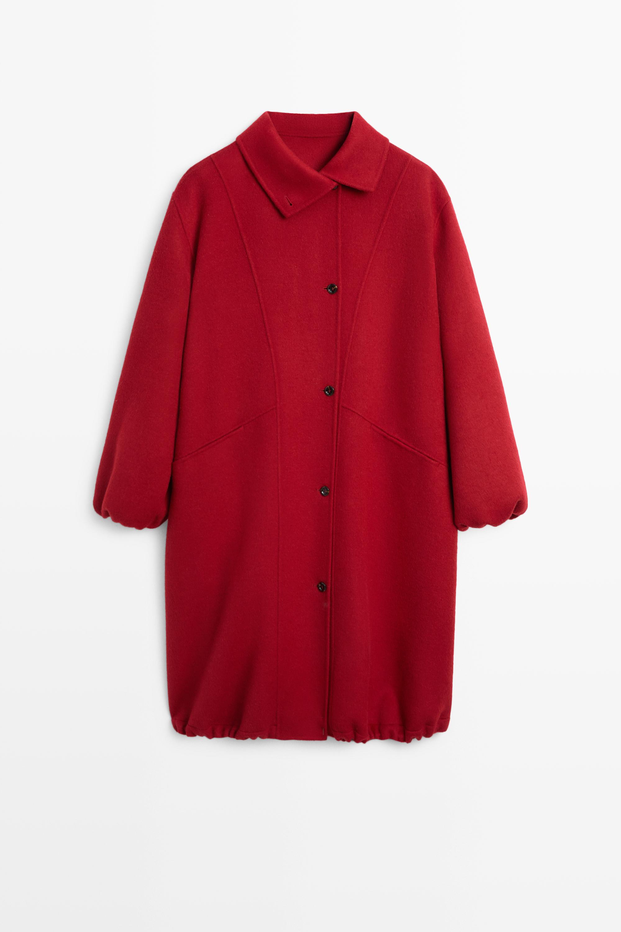 Long coat with asymmetrical collar detail