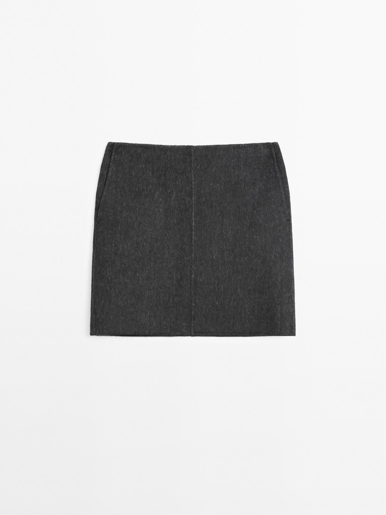 Massimo Dutti - Dame - Kort Nederdel I Imiteret Pels - Mørk Grå - M