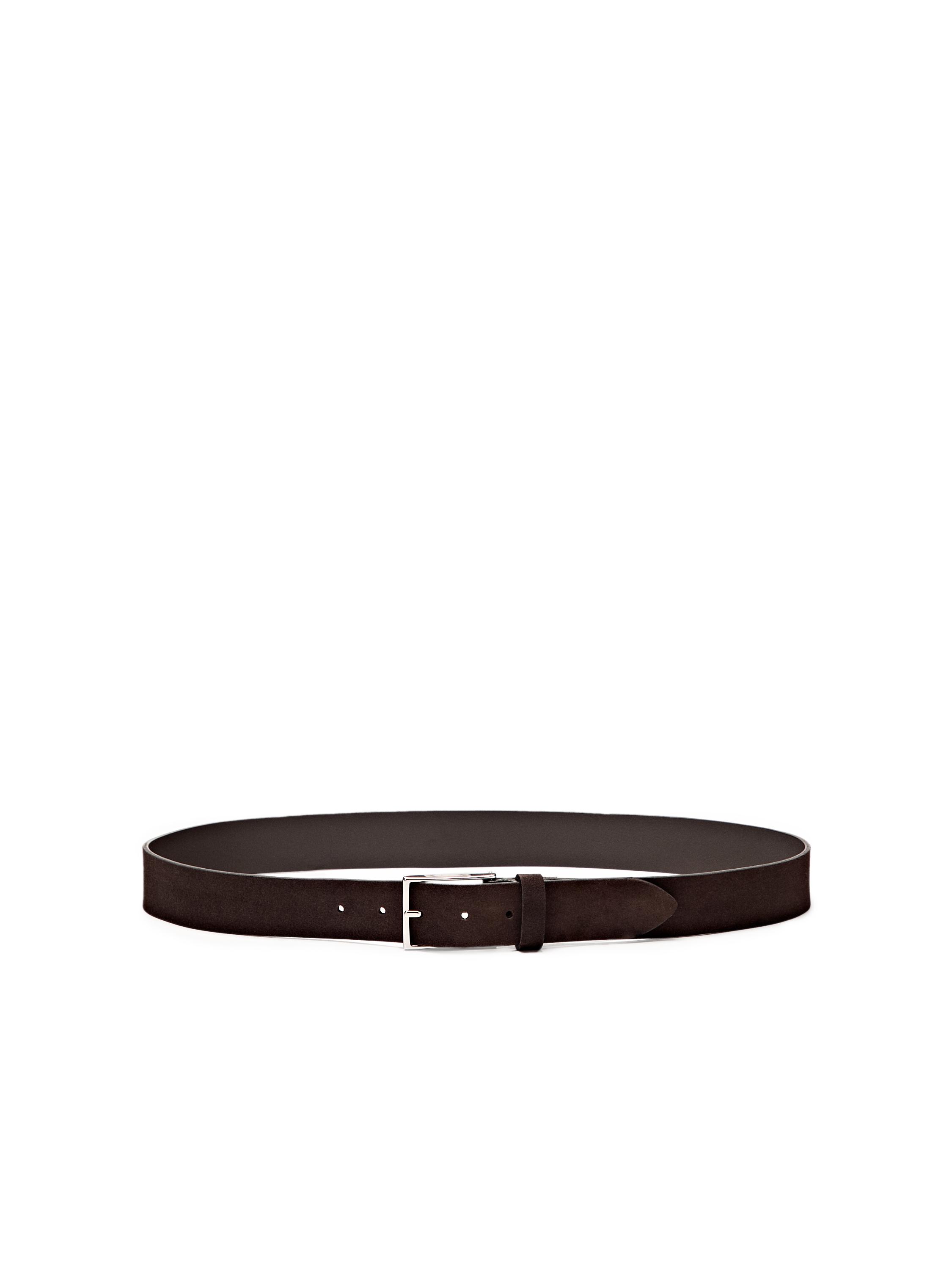 Plush nappa leather belt with nickel buckle — BROWN