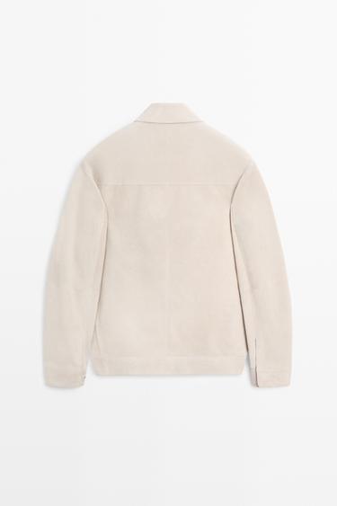 Suede leather collar jacket — Light Beige 6