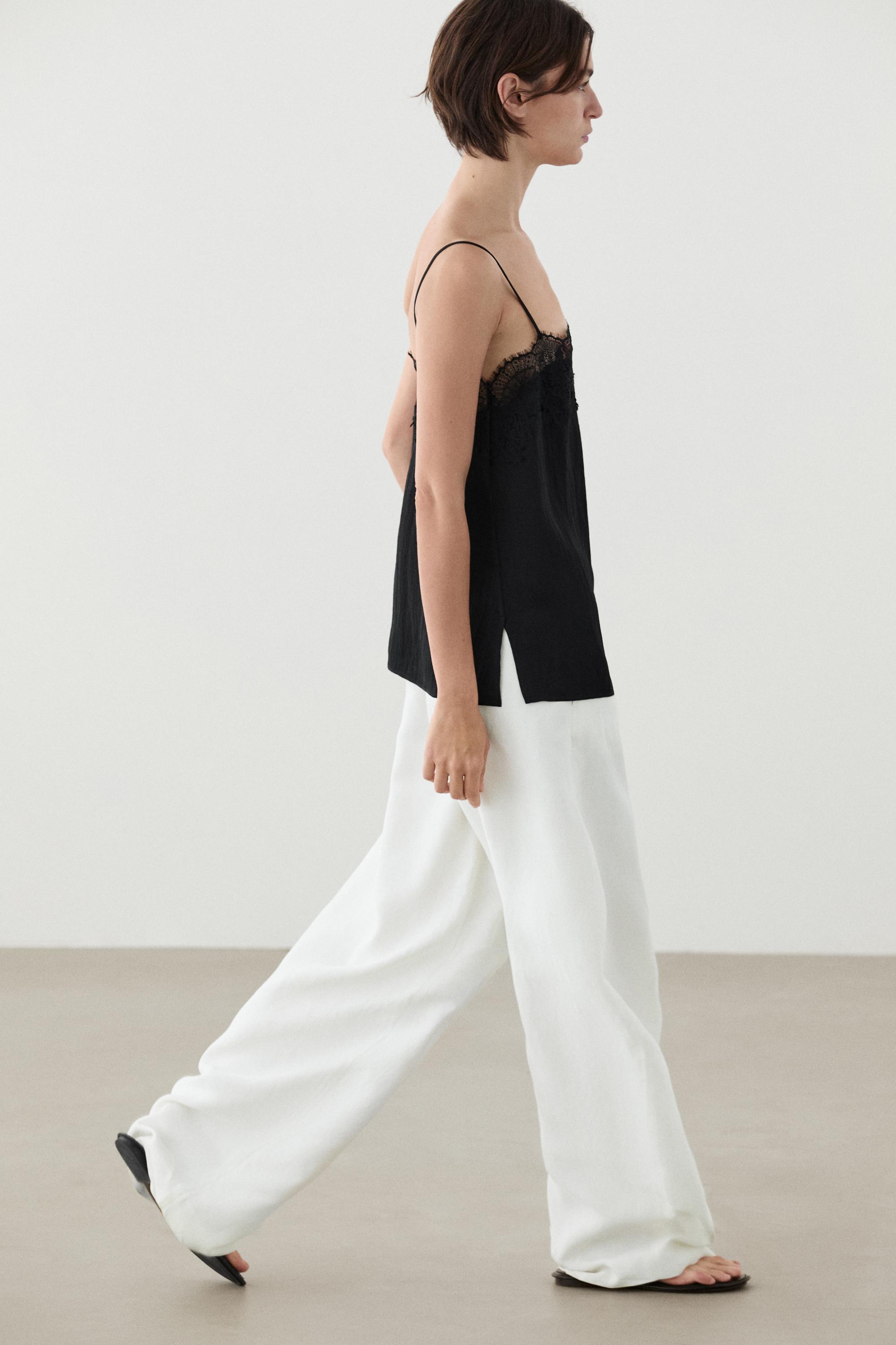 Lace camisole top — BLACK