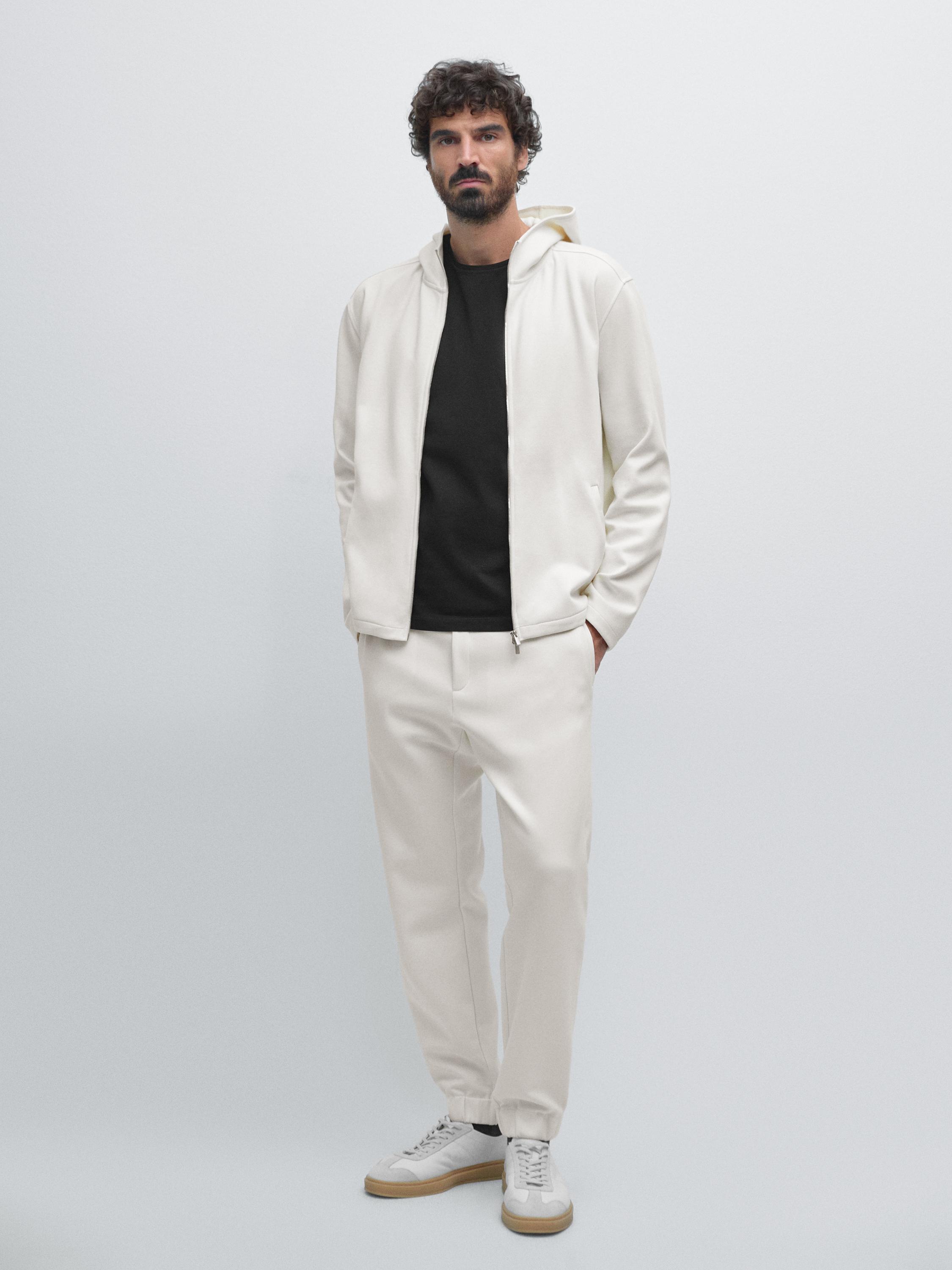 Cotton blend hooded jacket