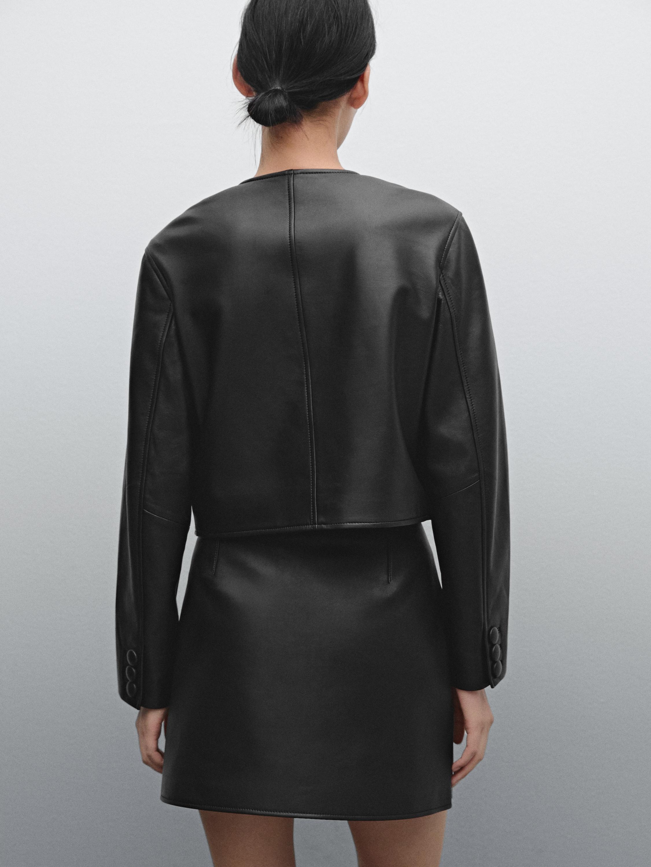 Leather mini skirt with pocket detail