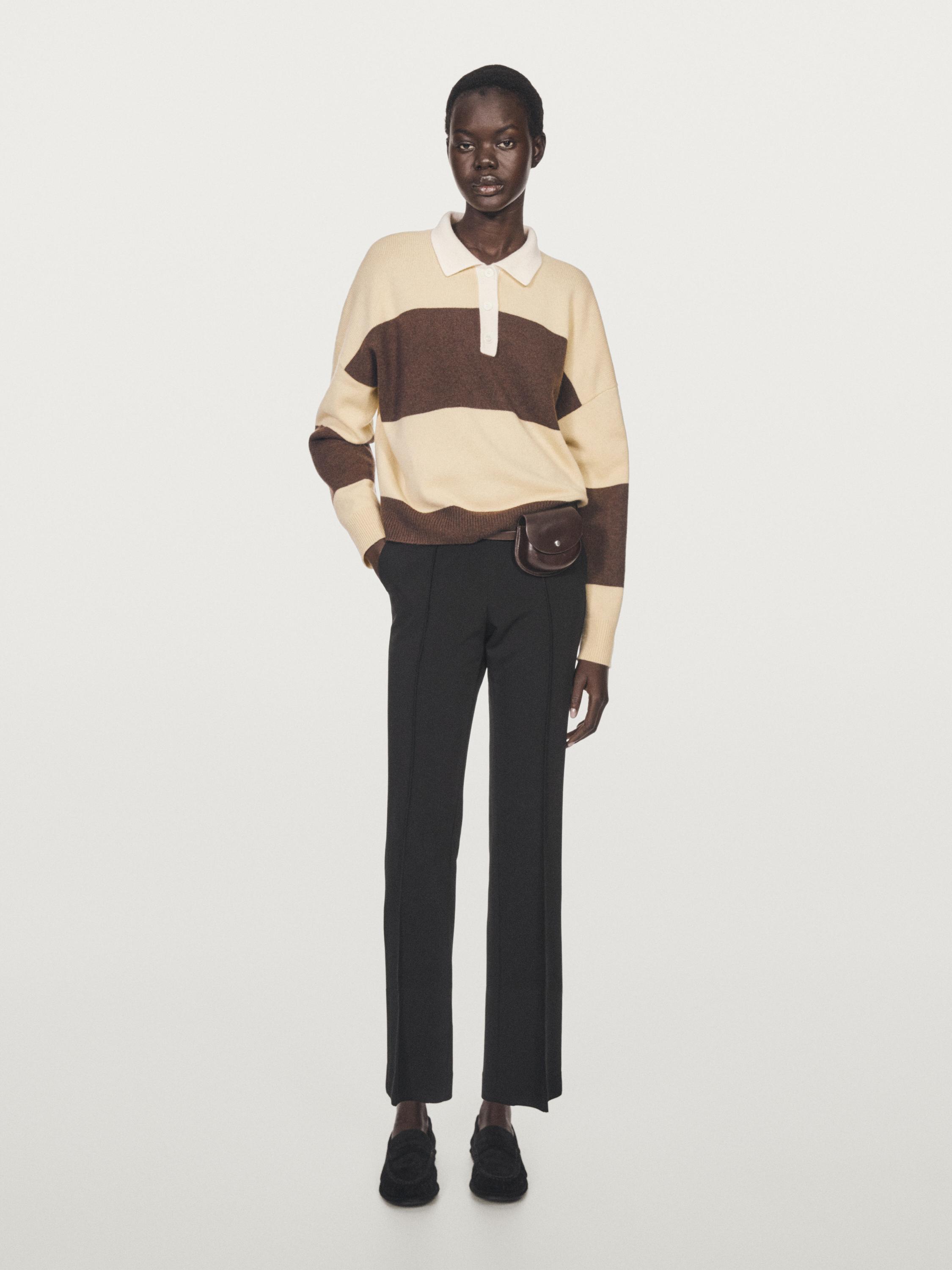 Knit wool blend sweater with argyle detail