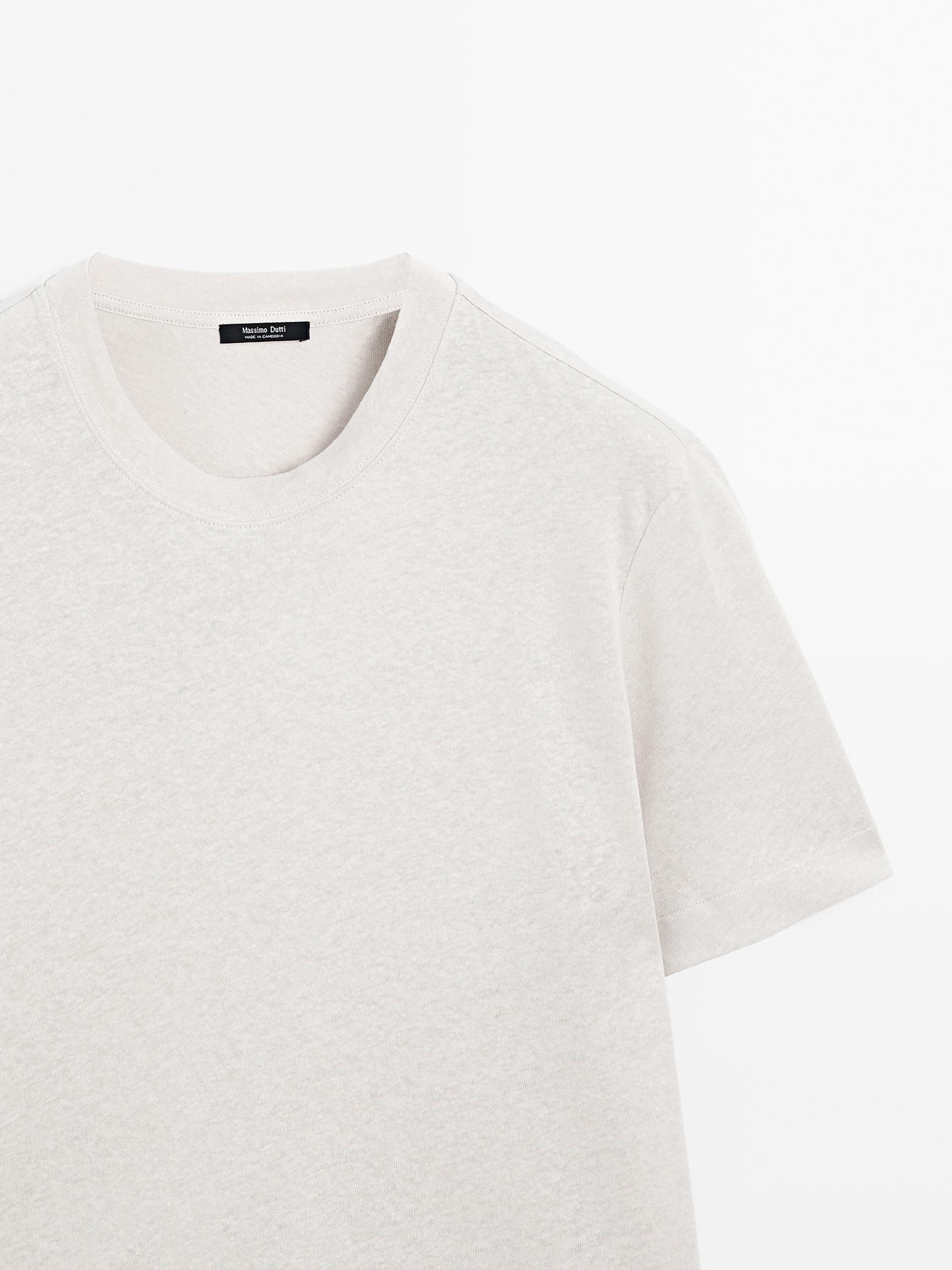 Short-sleeved T-shirt with linen