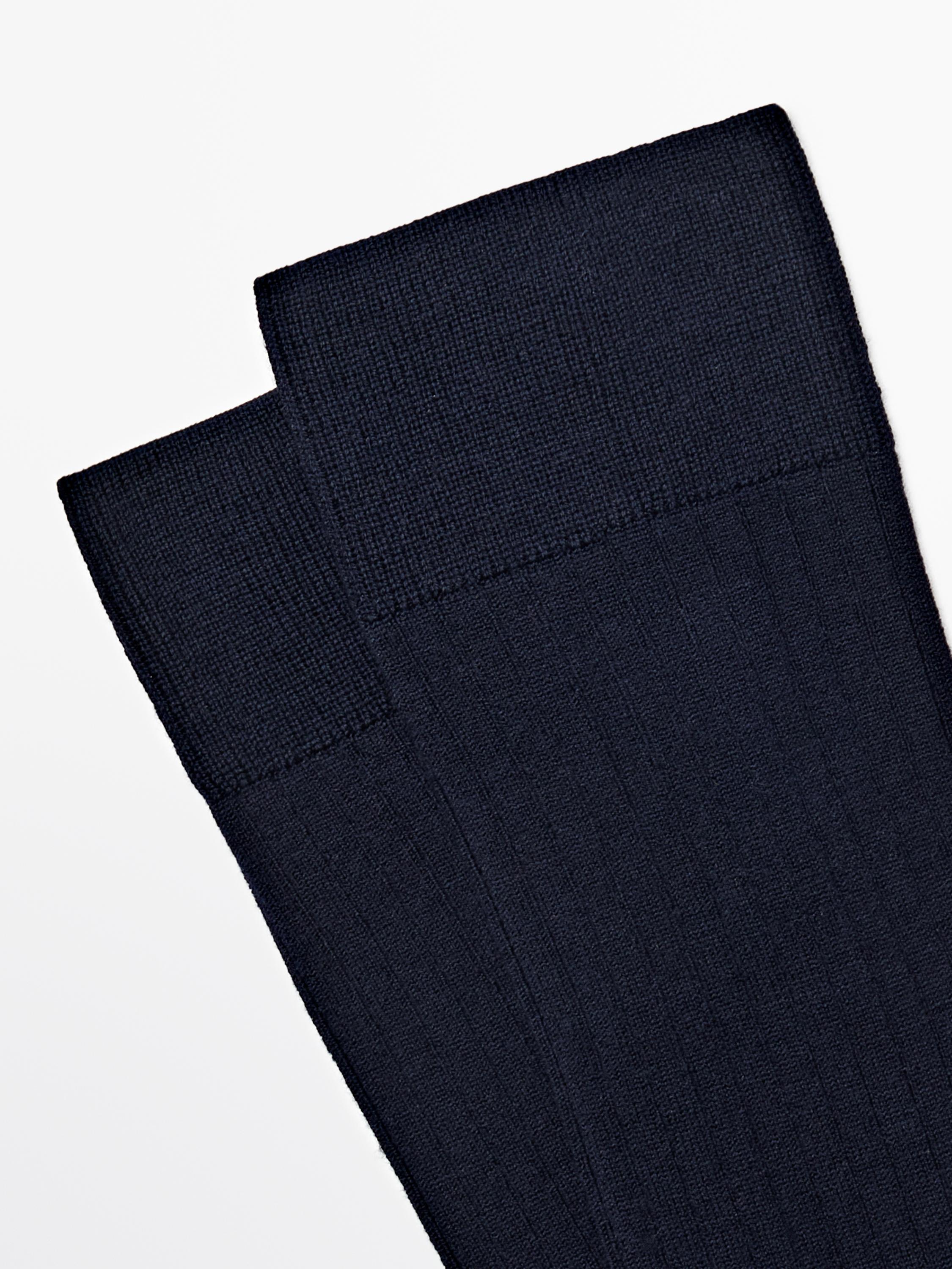 Ribbed knit wool blend socks