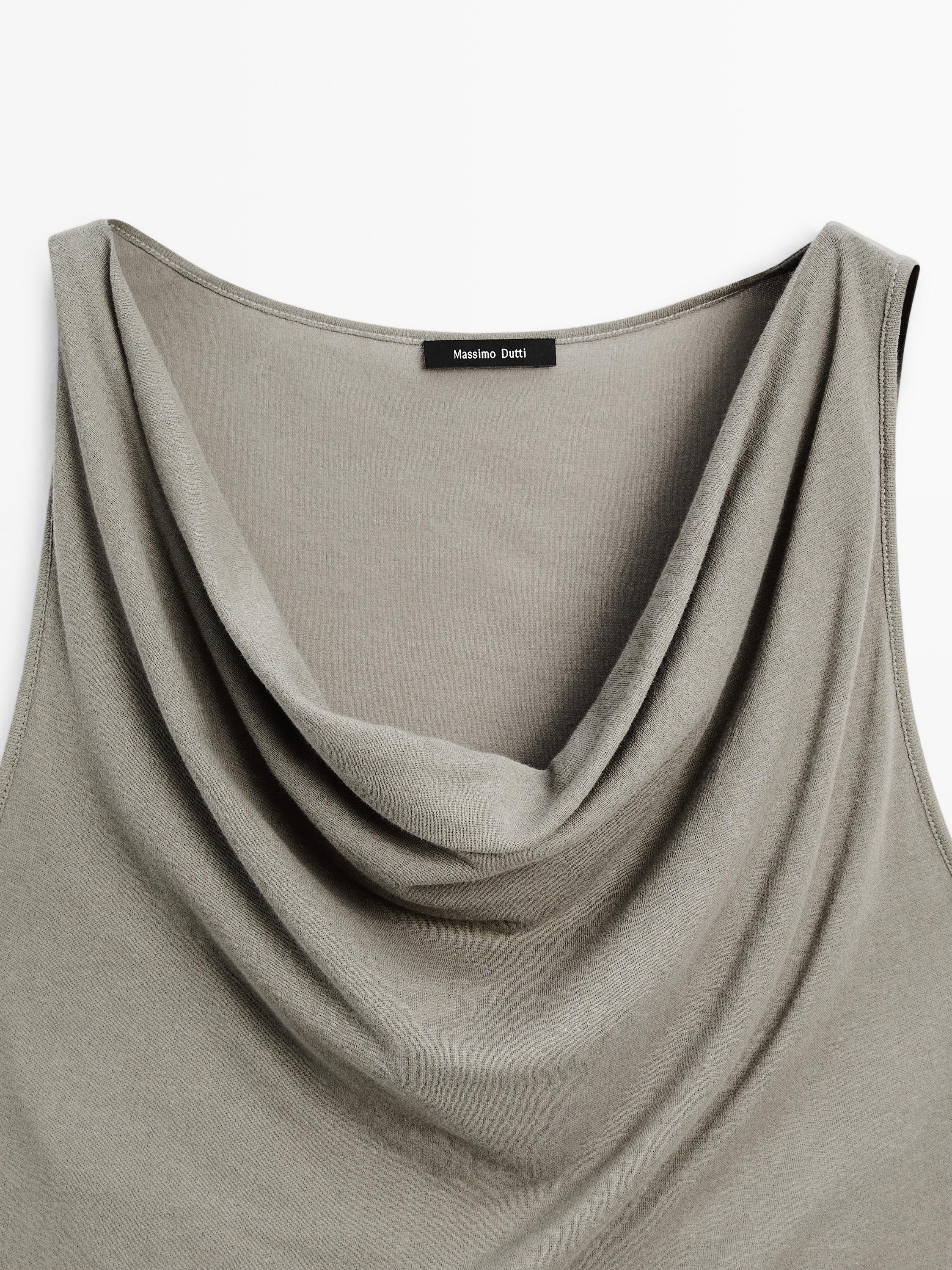 100% cotton top with draped neckline