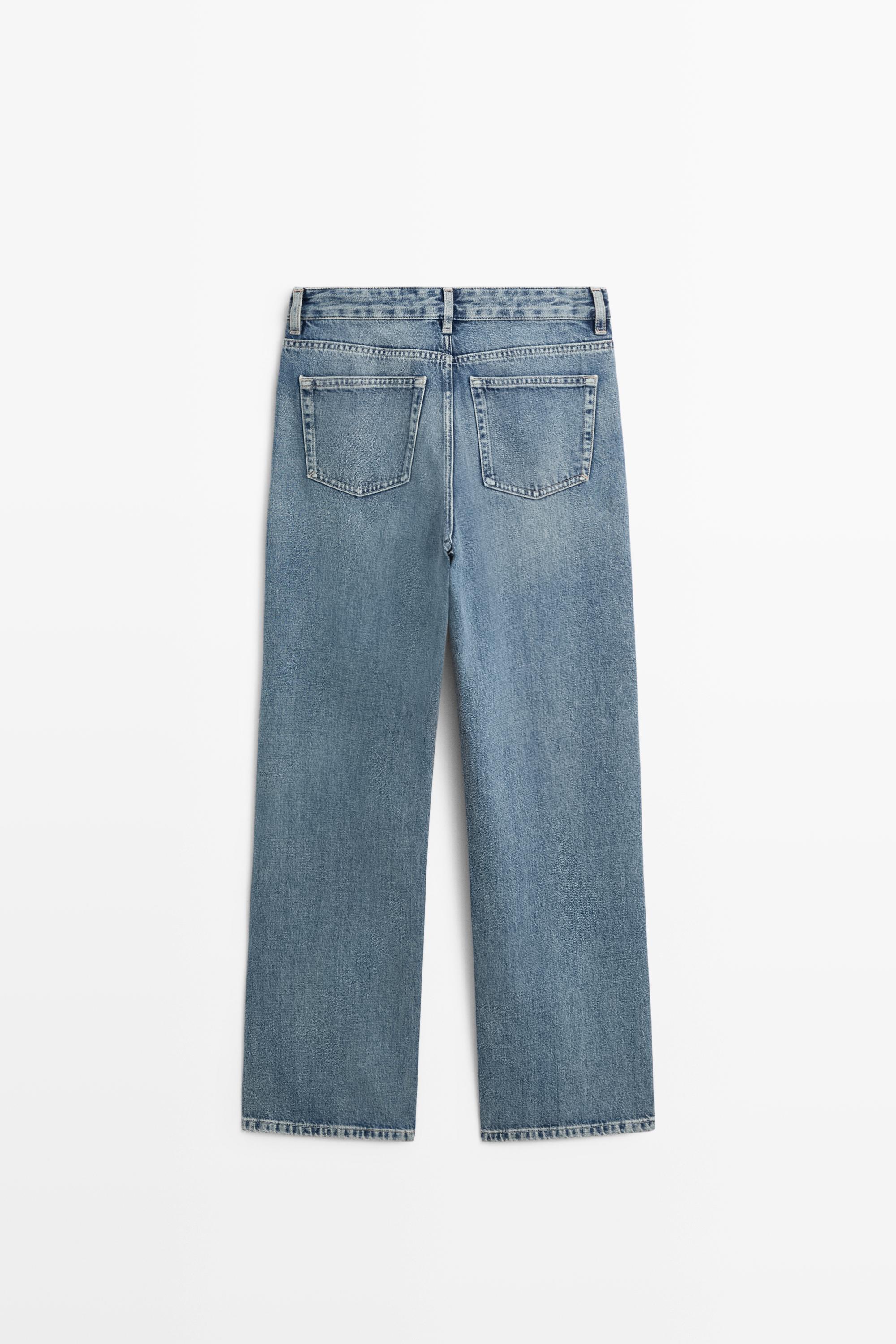 Mid-waist wide-leg jeans — Light Blue