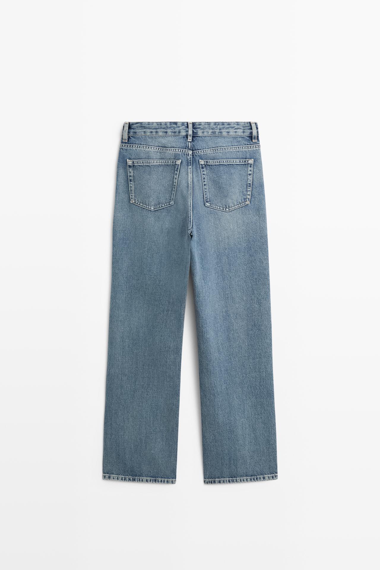 Wide-leg mid-waist jeans — Light Blue