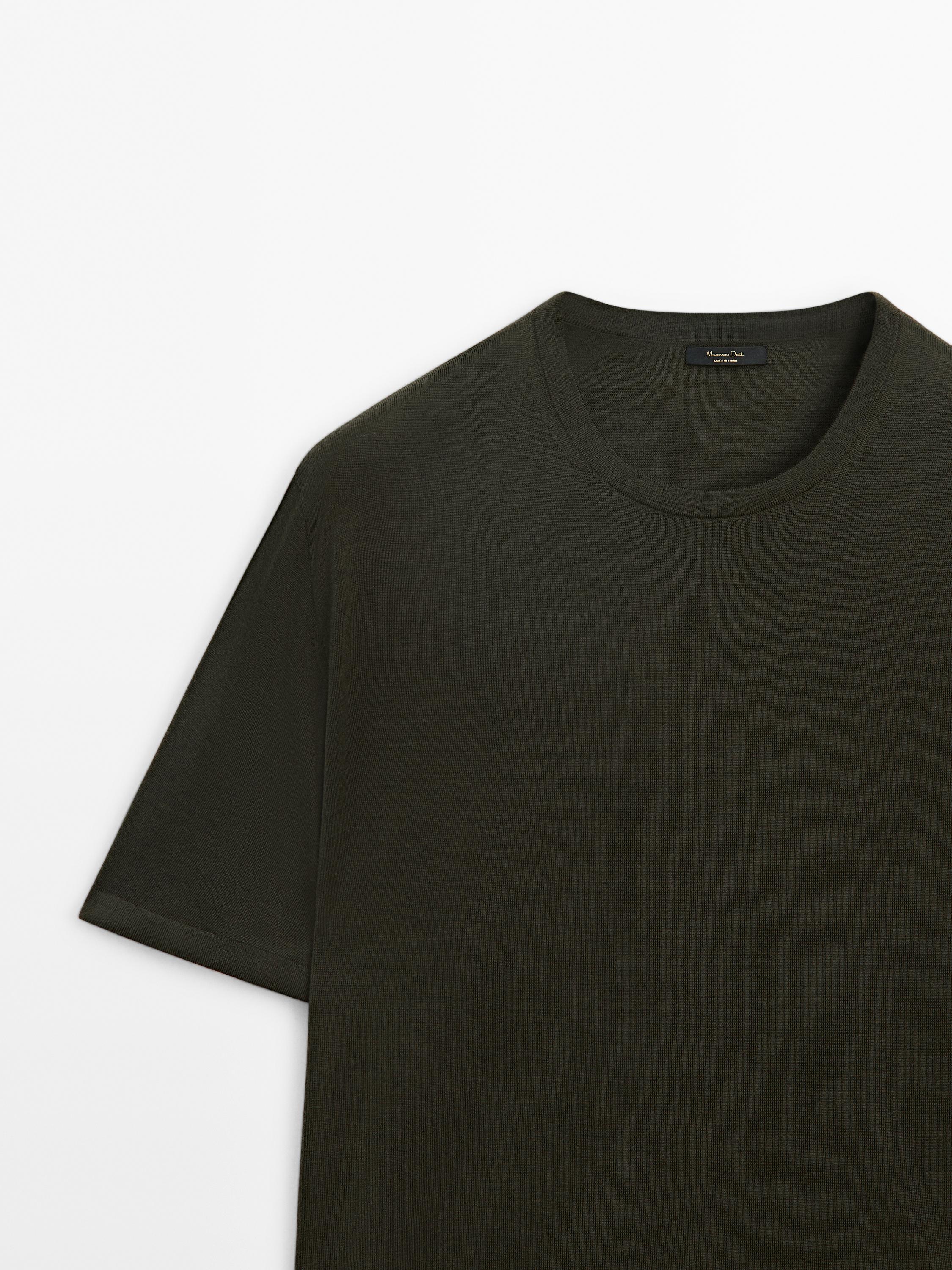 T-shirt en maille de laine mélangée