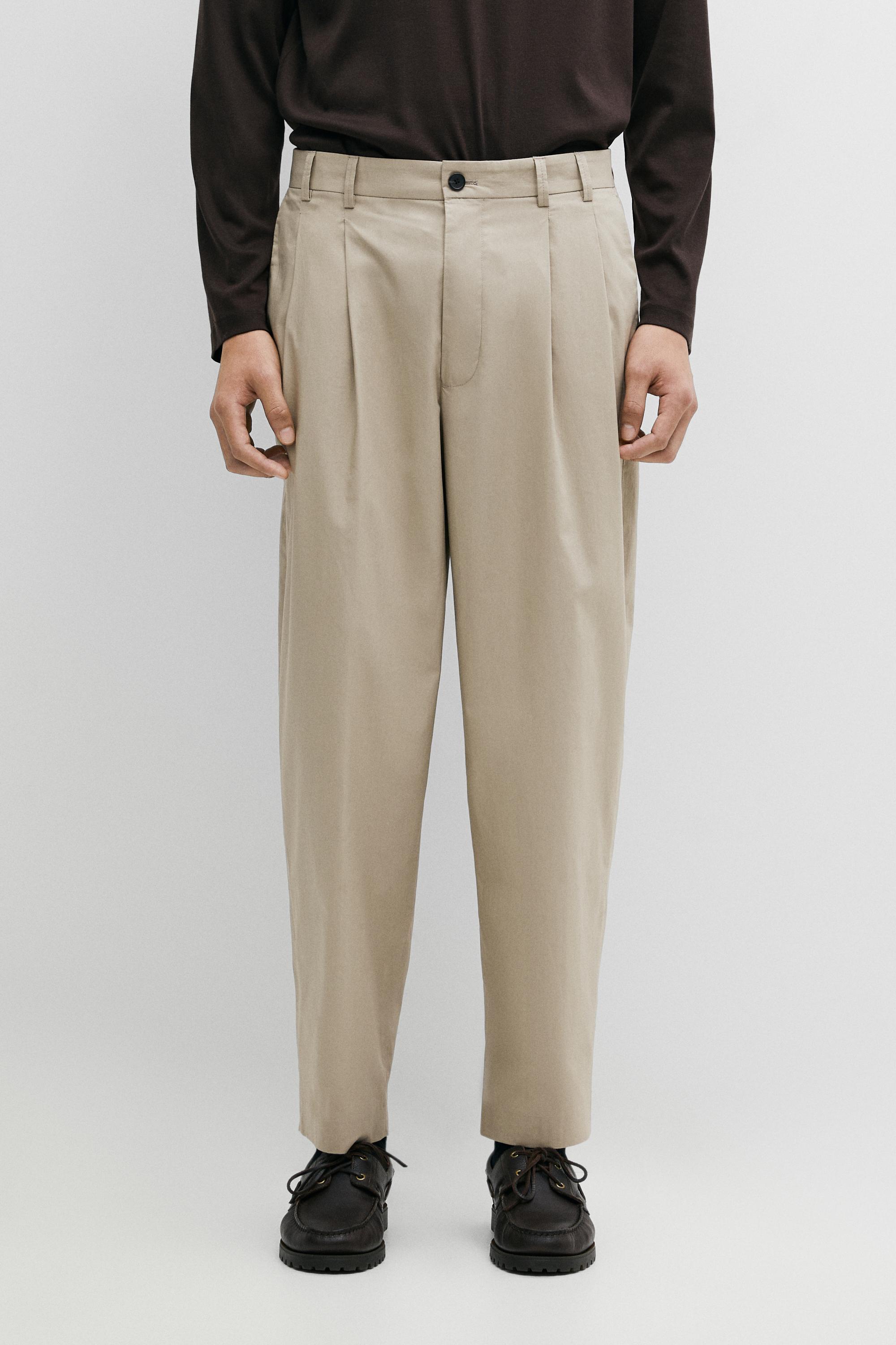 100% cotton double-pleat pants