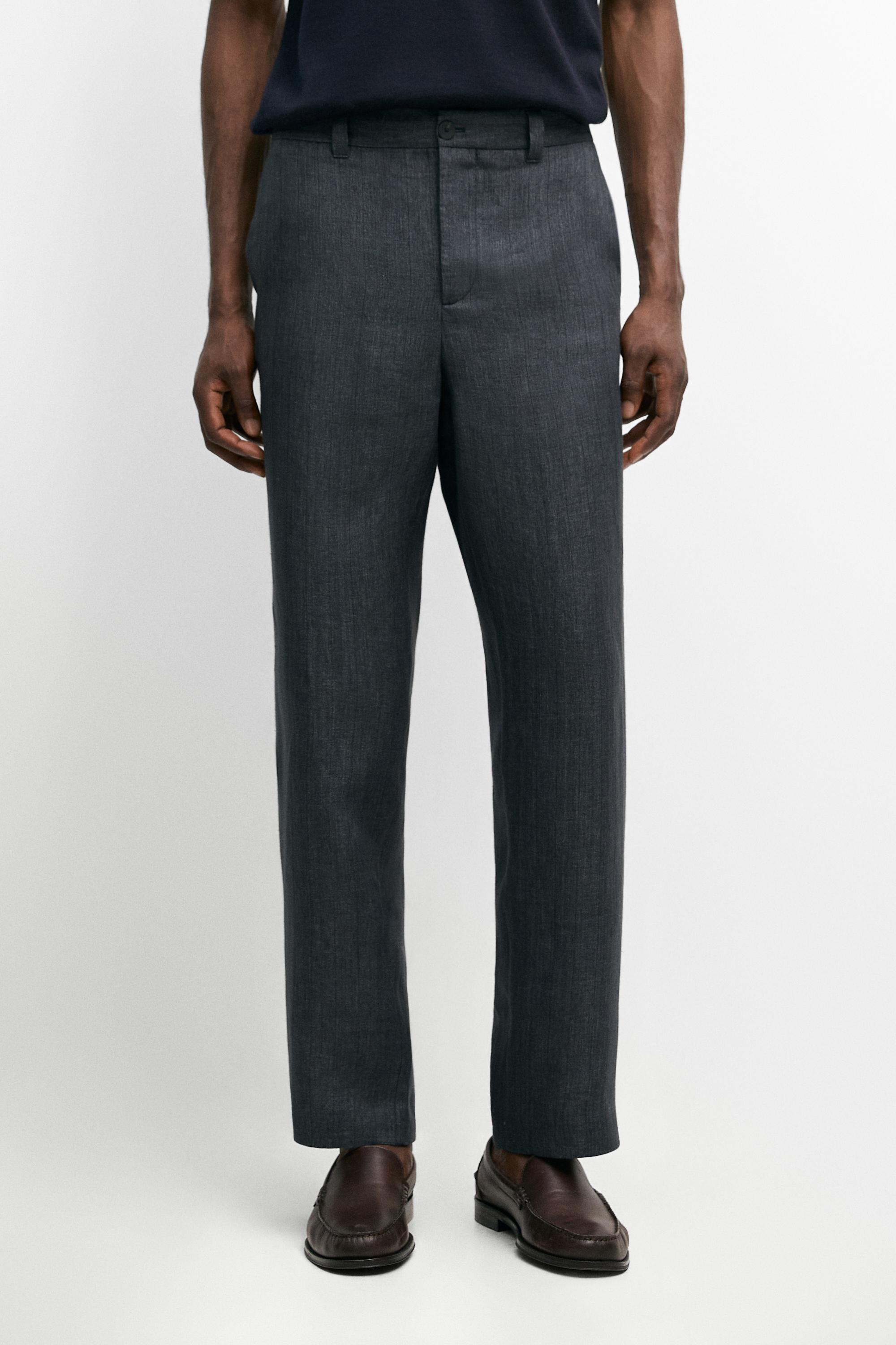 Pantalon rayé 100 % lin