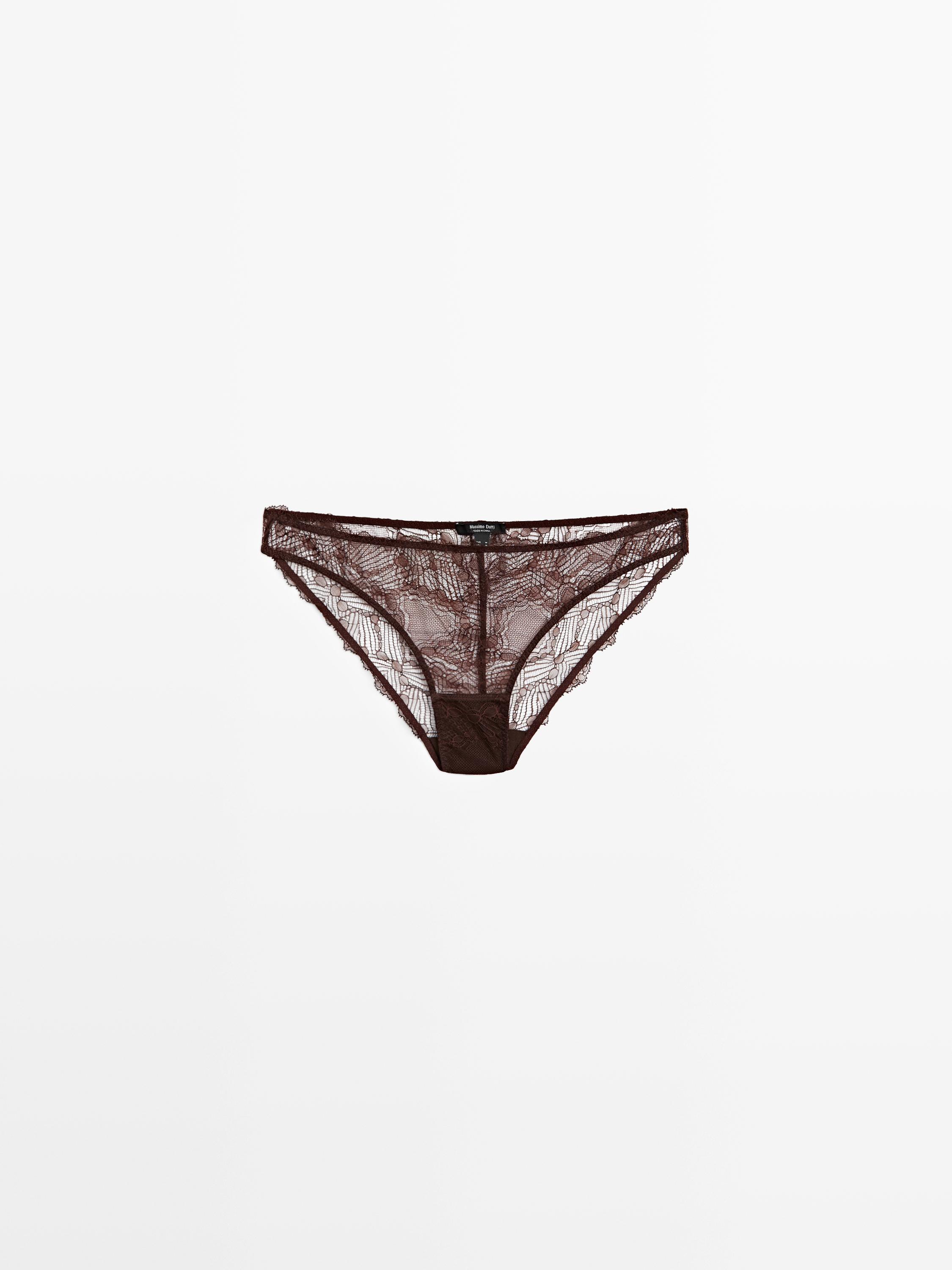 Lace briefs with blonde lace detail — BROWN