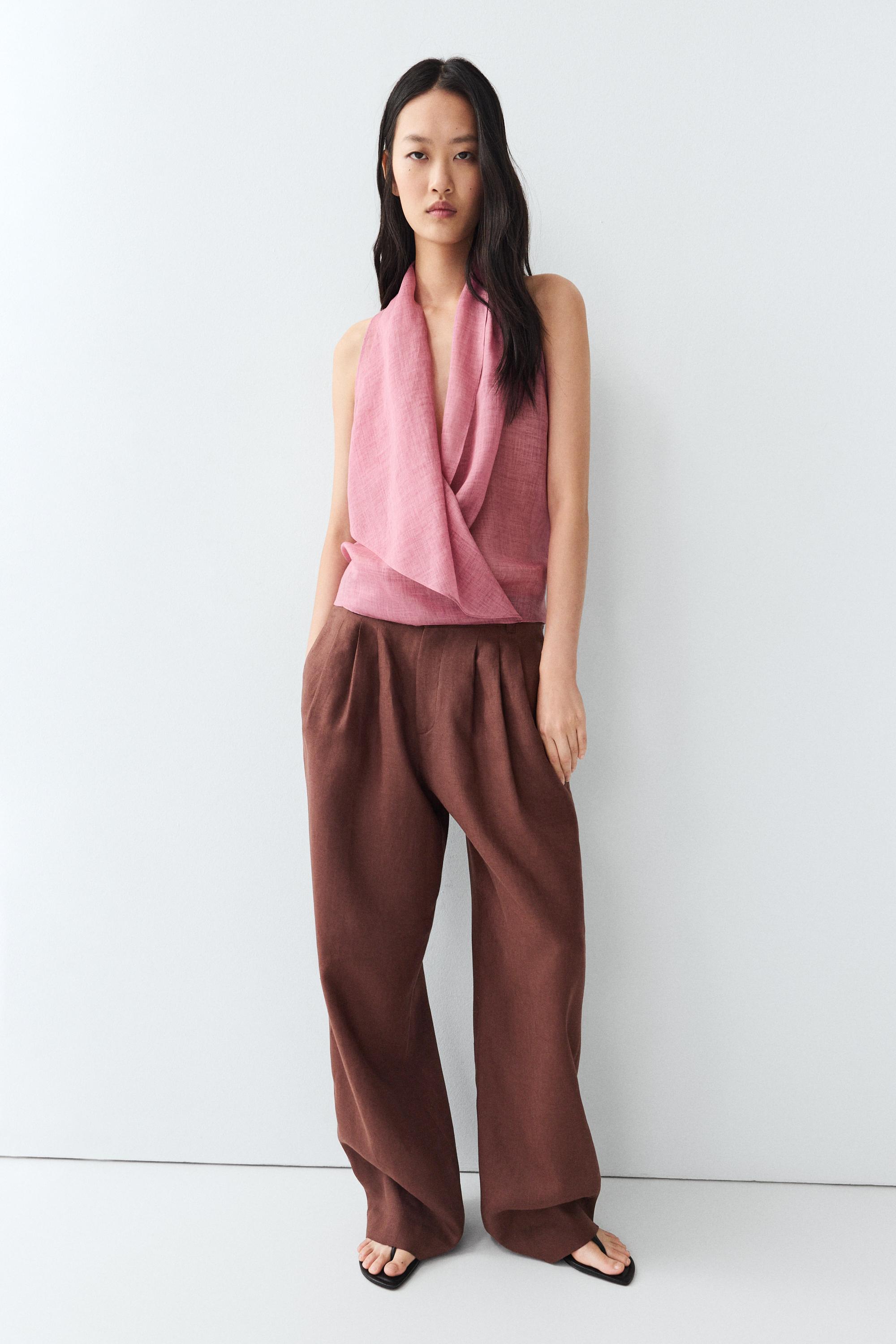 Draped crossover top — PINK