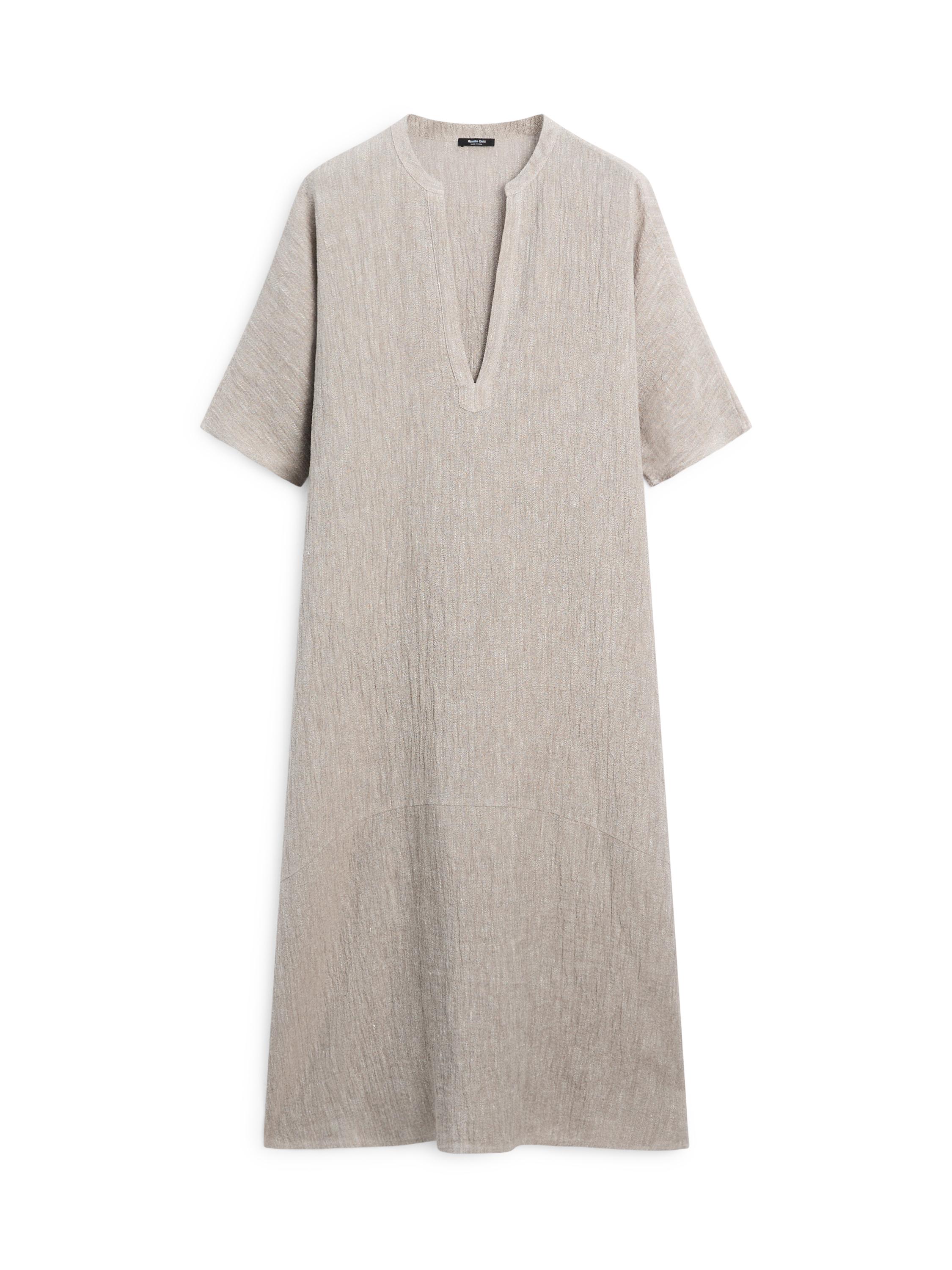 Waffle-knit linen blend kaftan dress — MINK