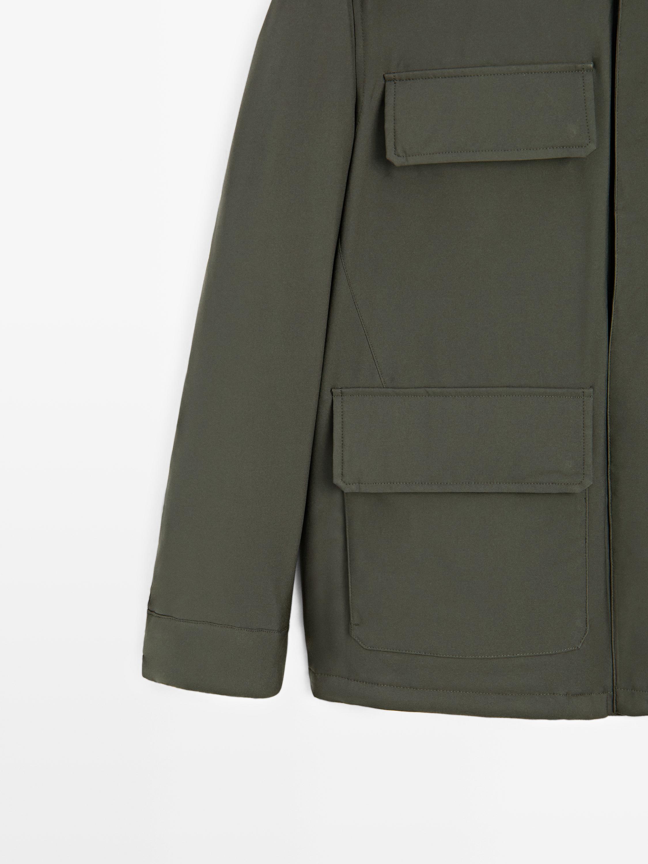 Water-repellent puffer jacket with pockets — BROWN