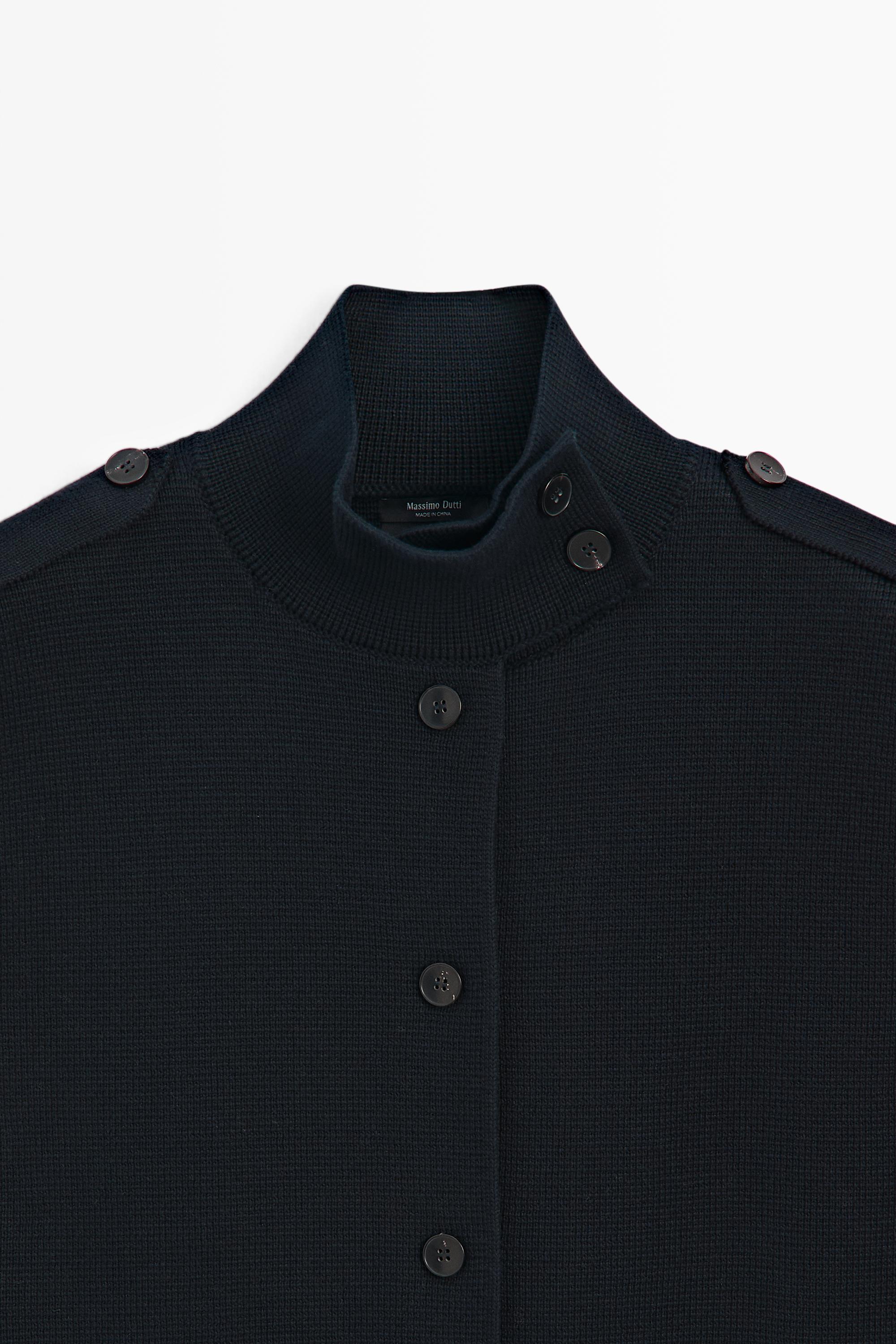 100% cotton mock neck knit vest — NAVY BLUE