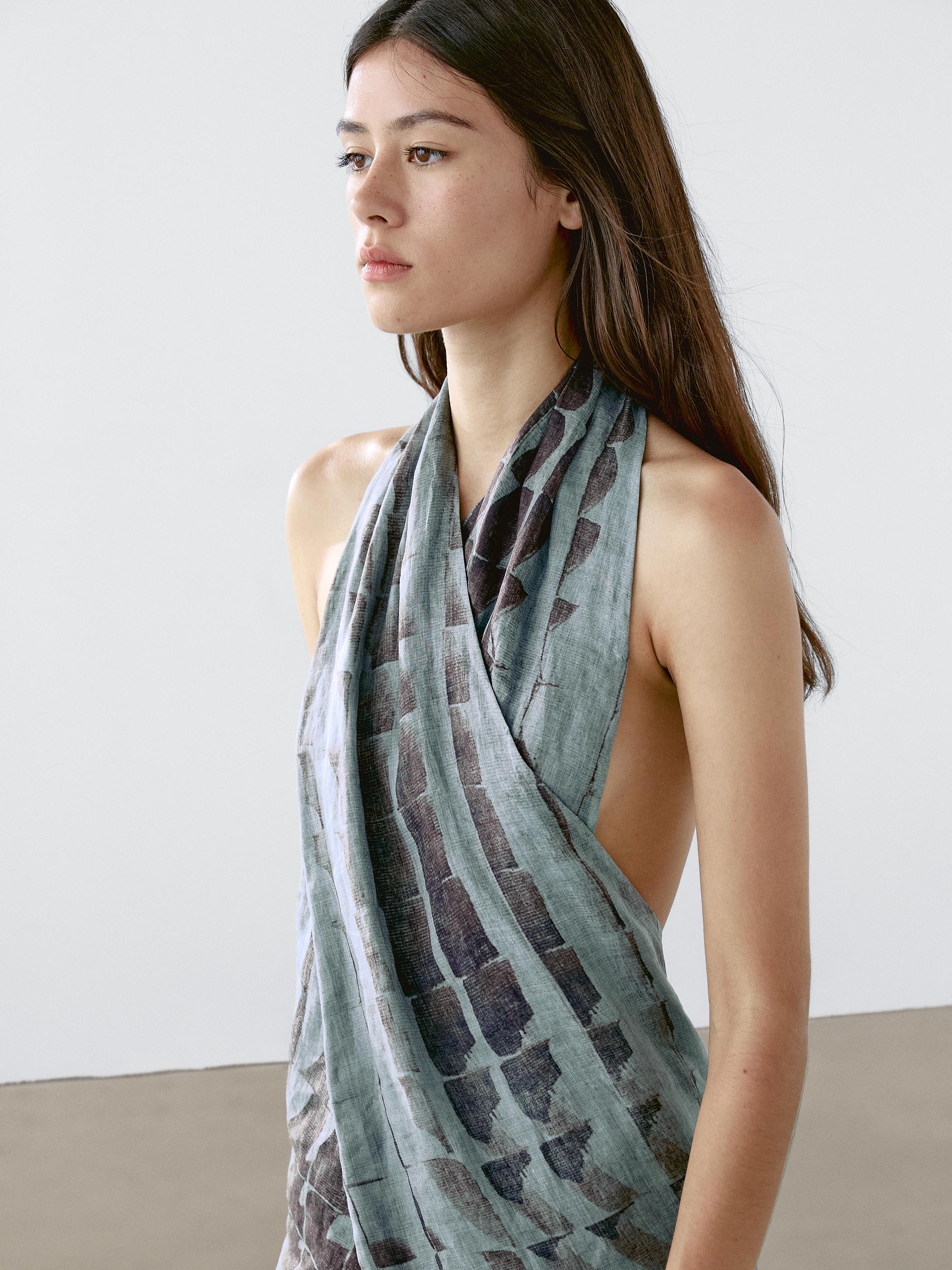 Print top with surplice neckline