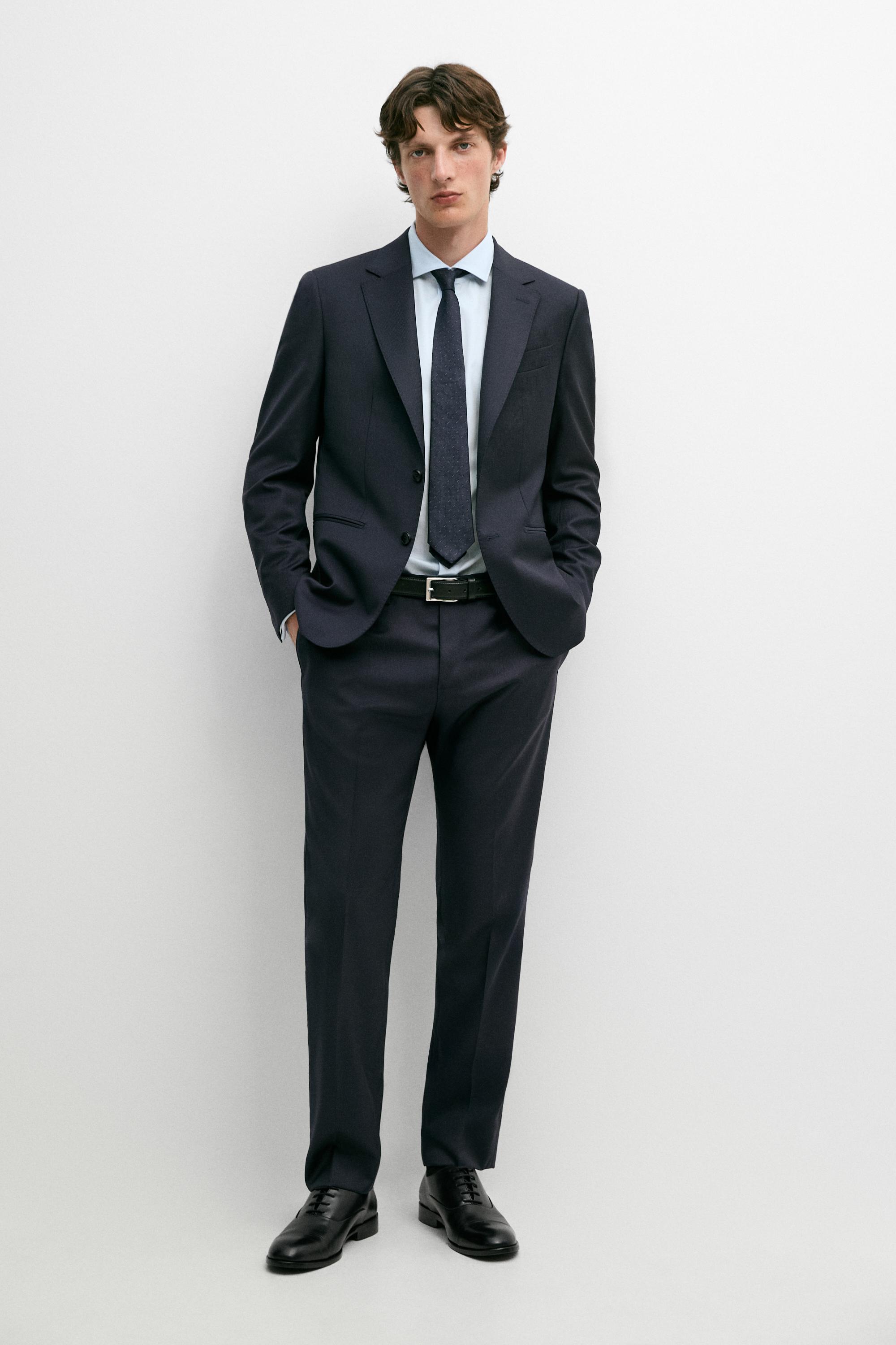 Striped wool blend suit blazer