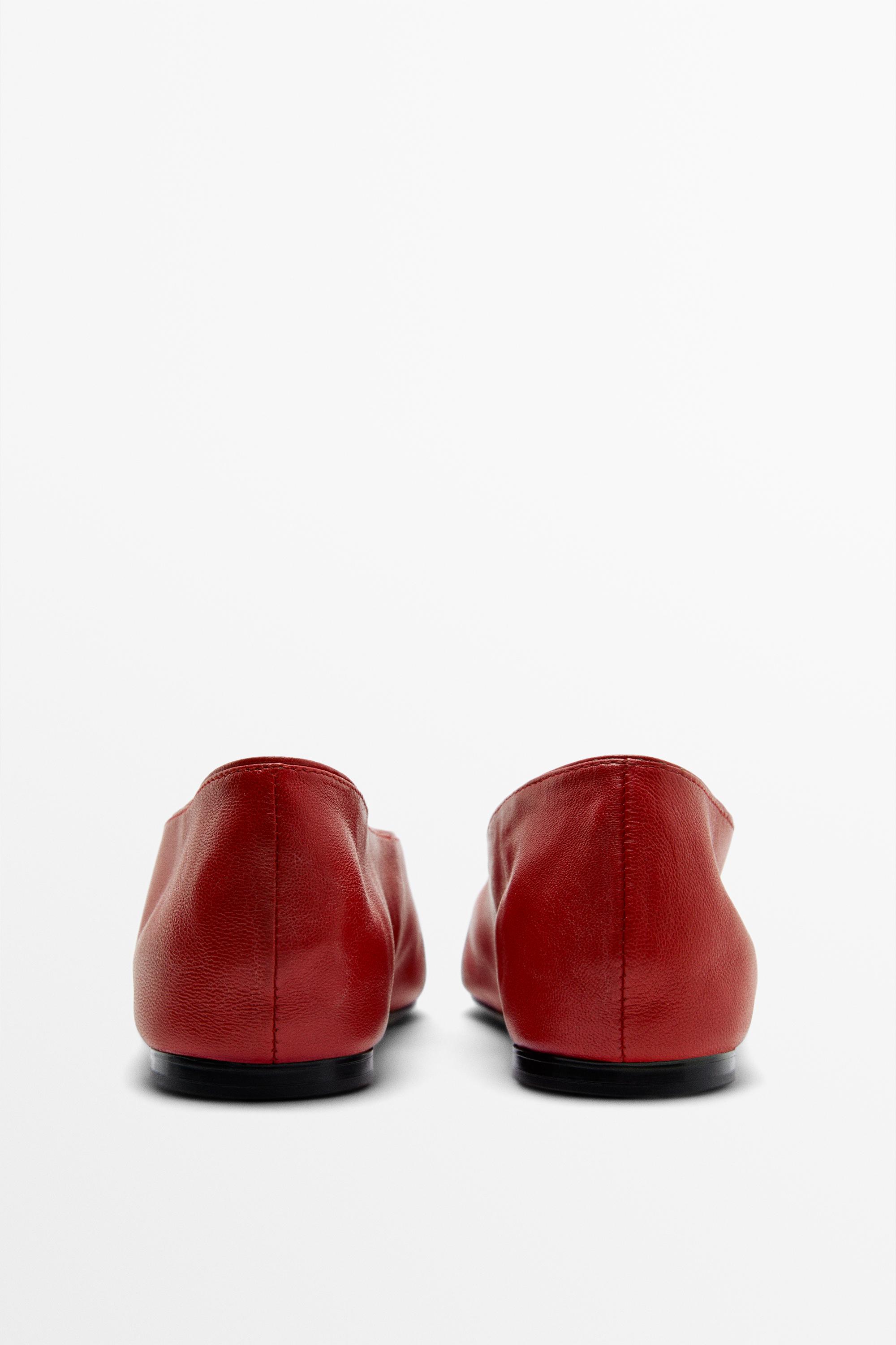 Soft leather ballerinas — RED