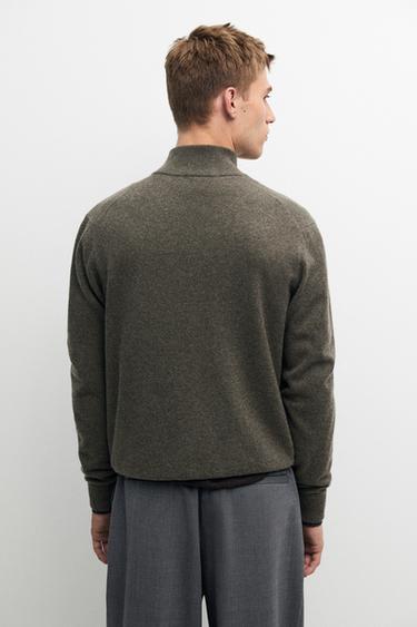 100% cashmere zip-up knit cardigan — GREENISH 5