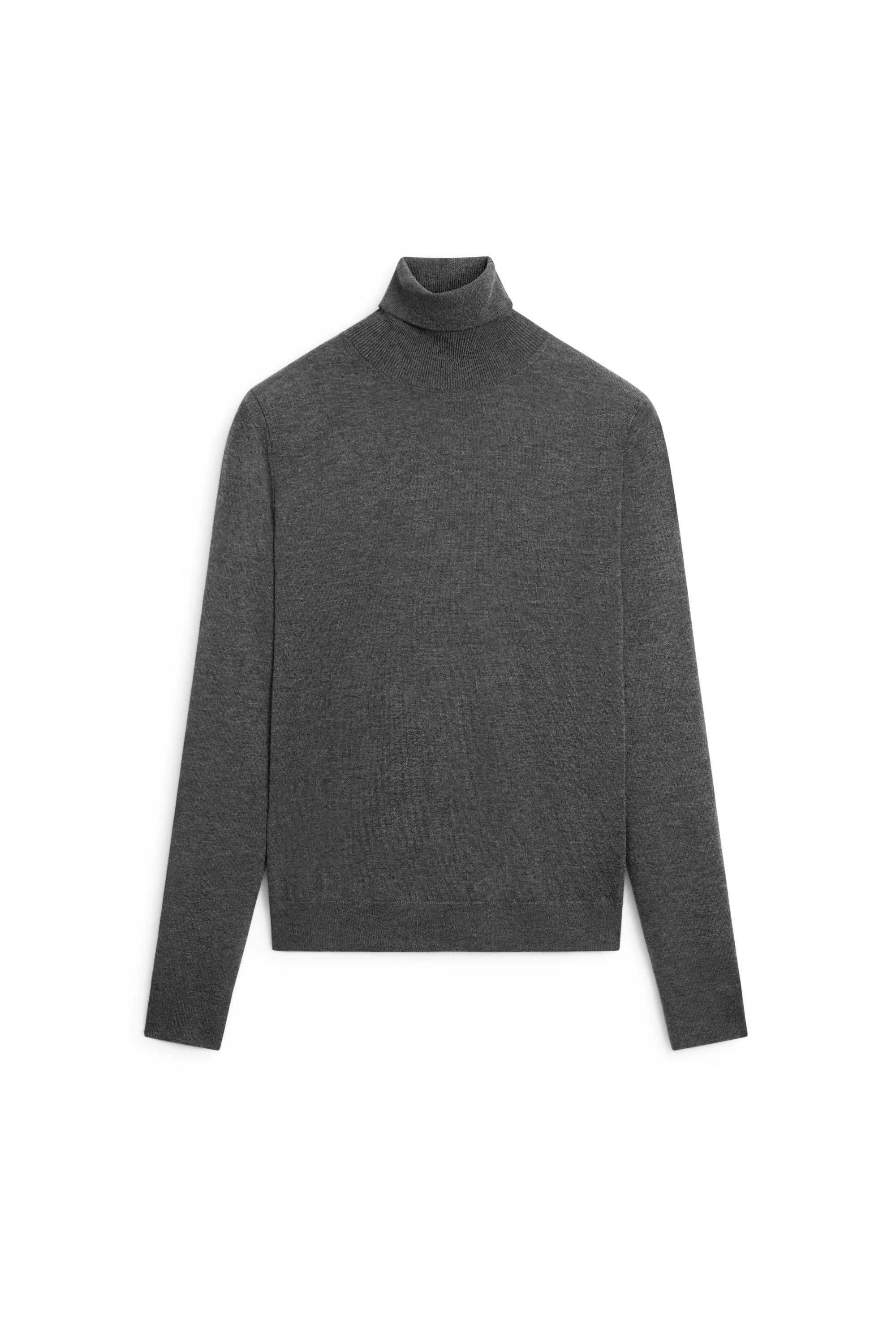 Wool-blend turtleneck knit sweater — GREY