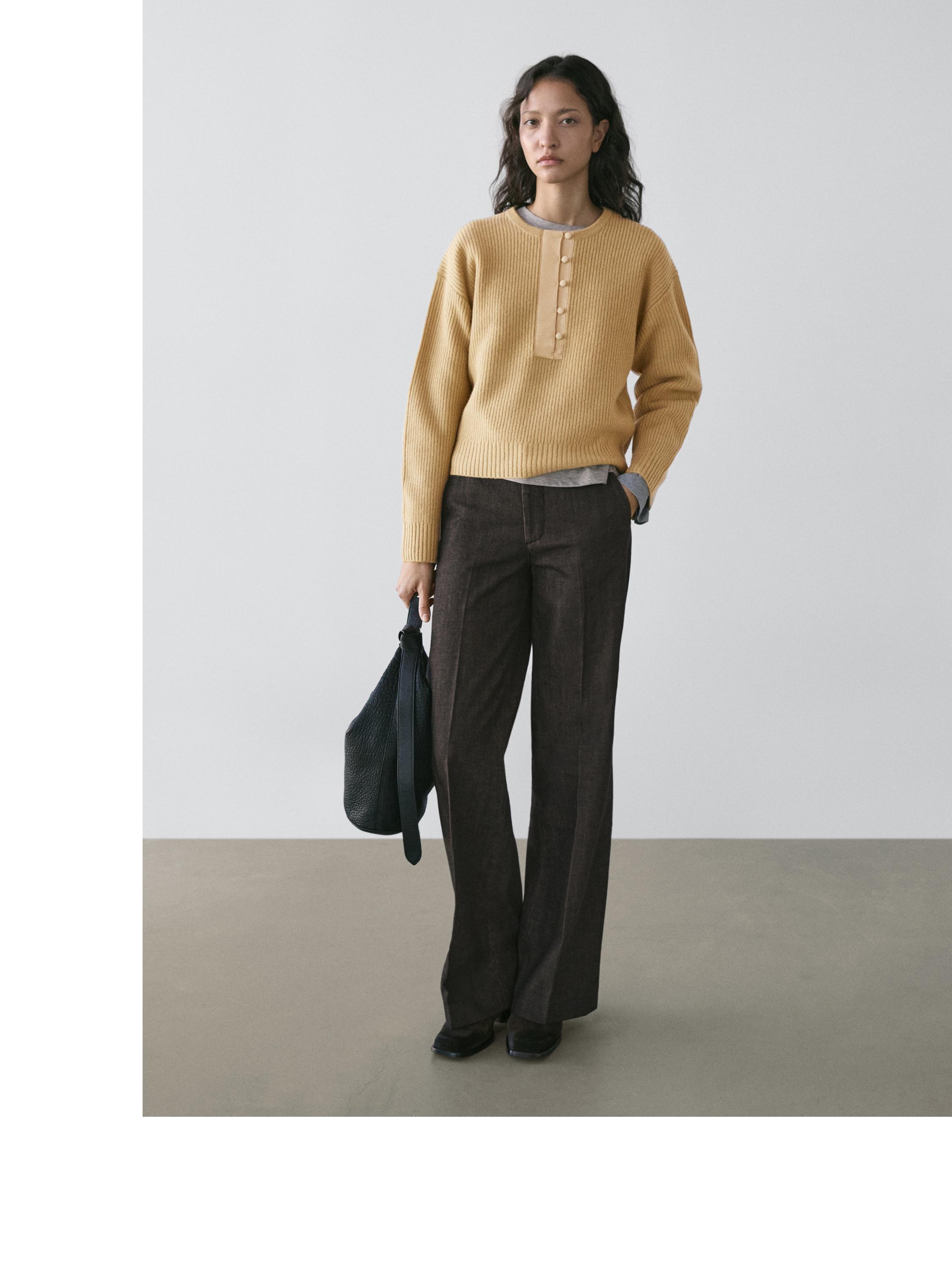 Wool blend knit sweater — MUSTARD YELLOW