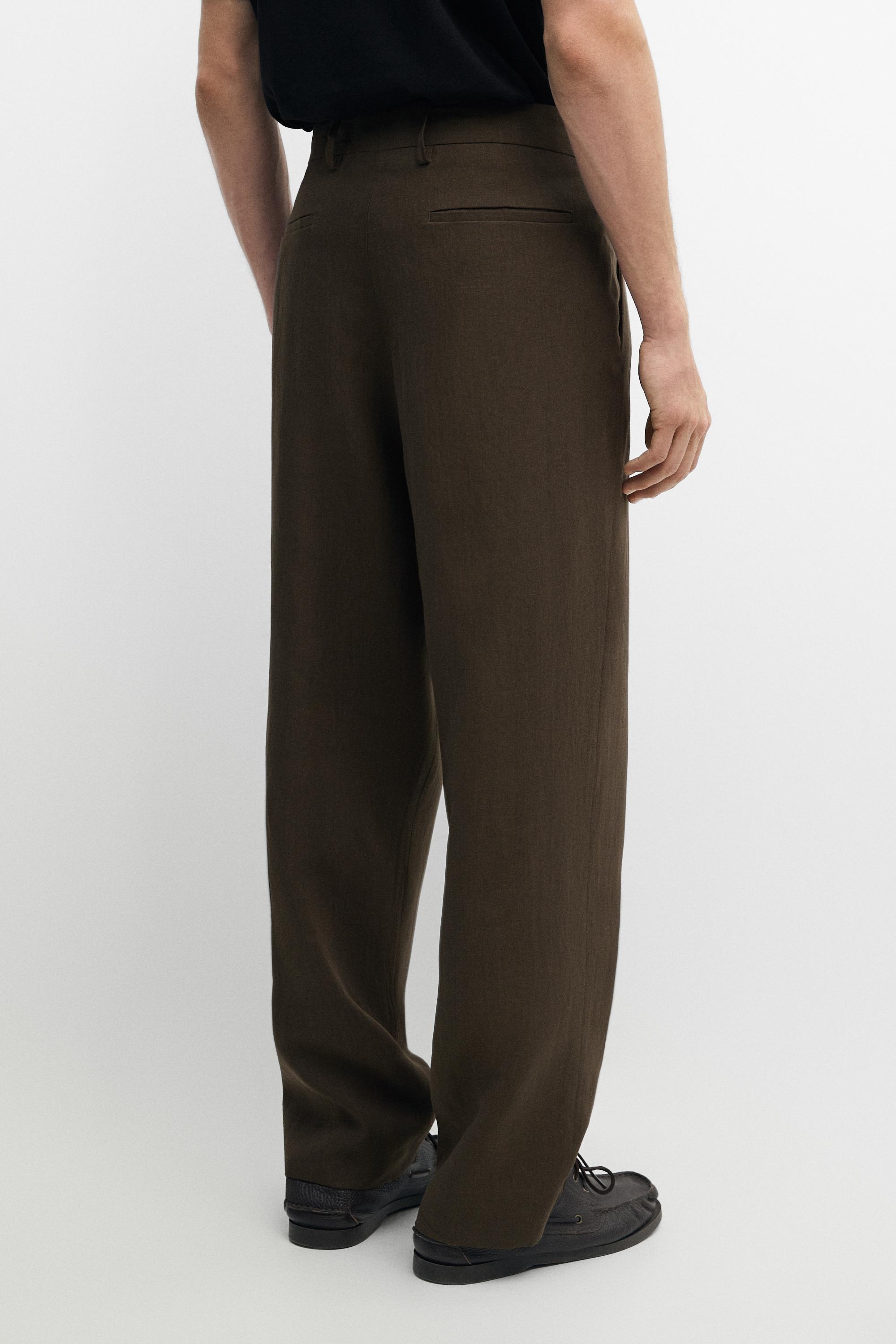 Linen suit trousers — BROWN