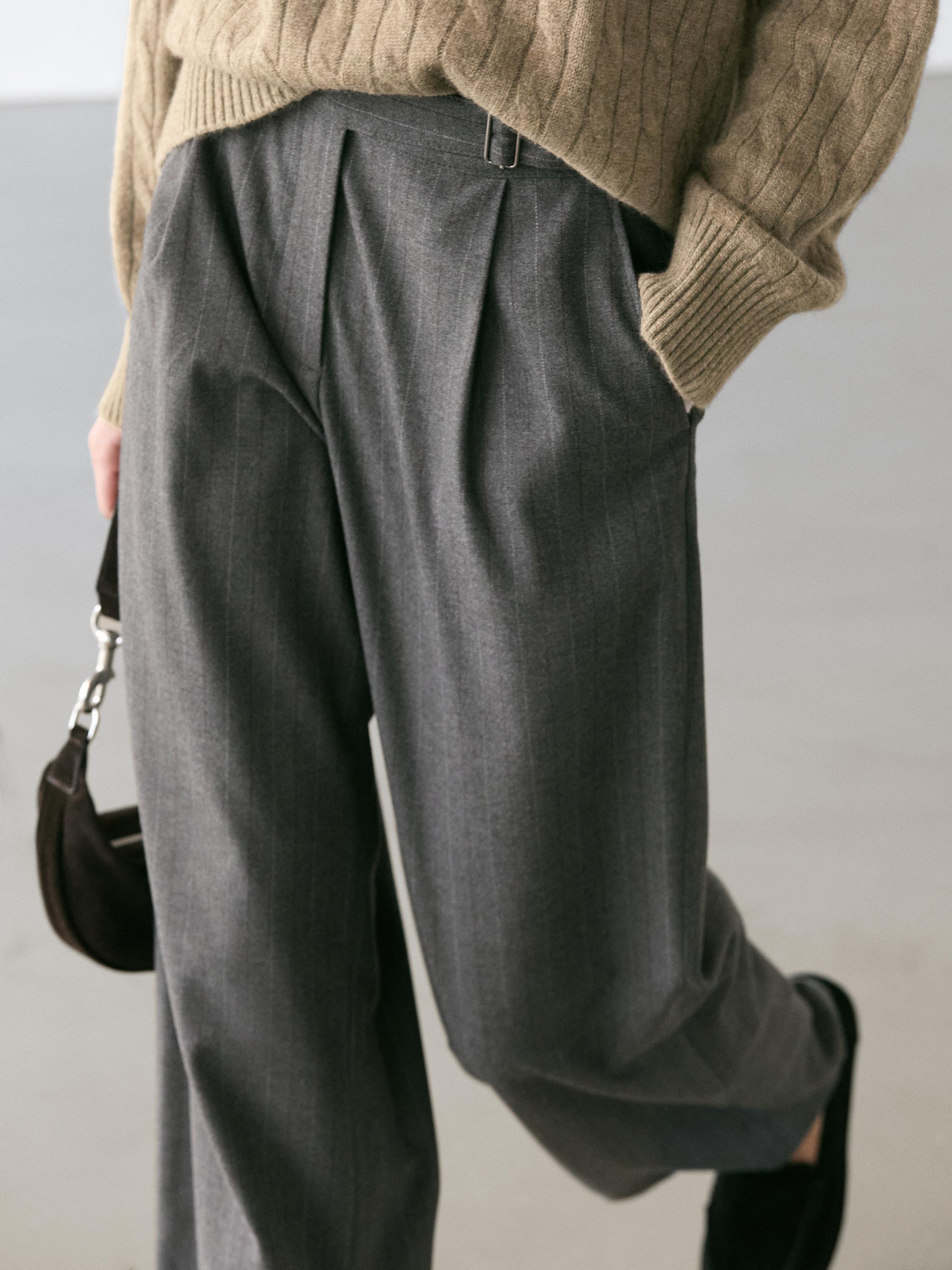 Darted pinstripe trousers — CHARCOAL