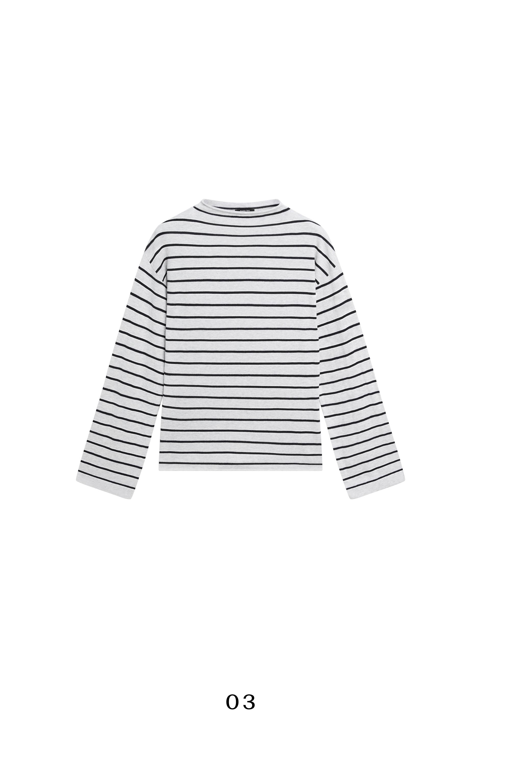 100% cotton long sleeve striped sweater — NAVY BLUE