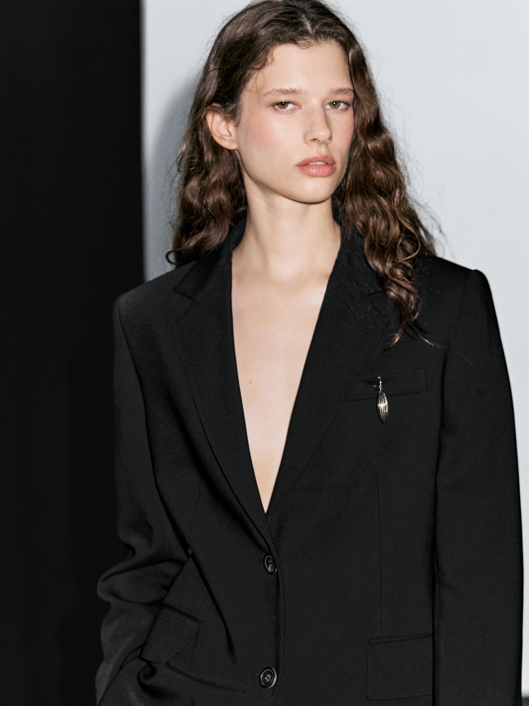 Two-button crepe blazer
