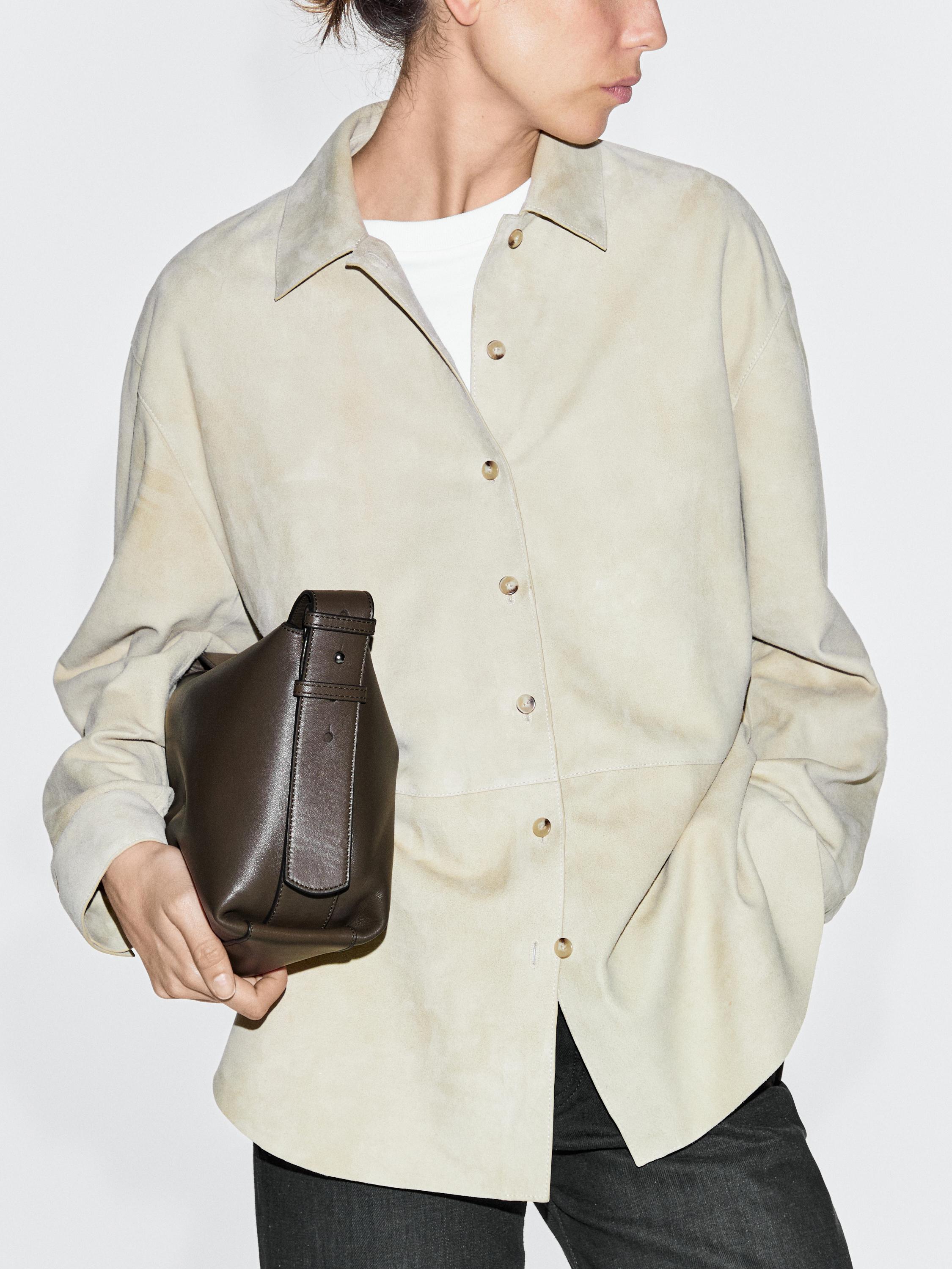 Small nappa leather shoulder bag — KHAKI