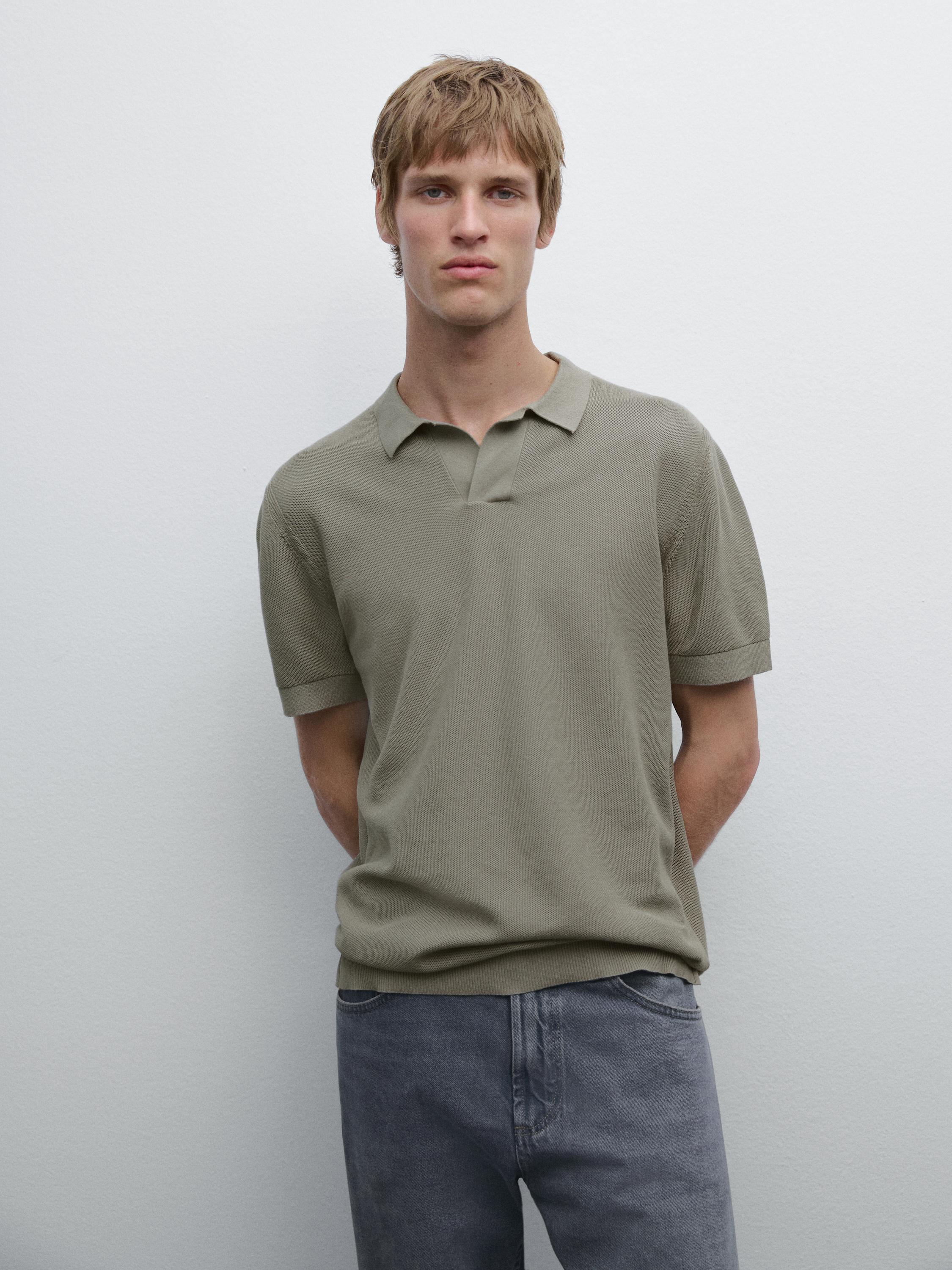 100% cotton knit polo collar sweater