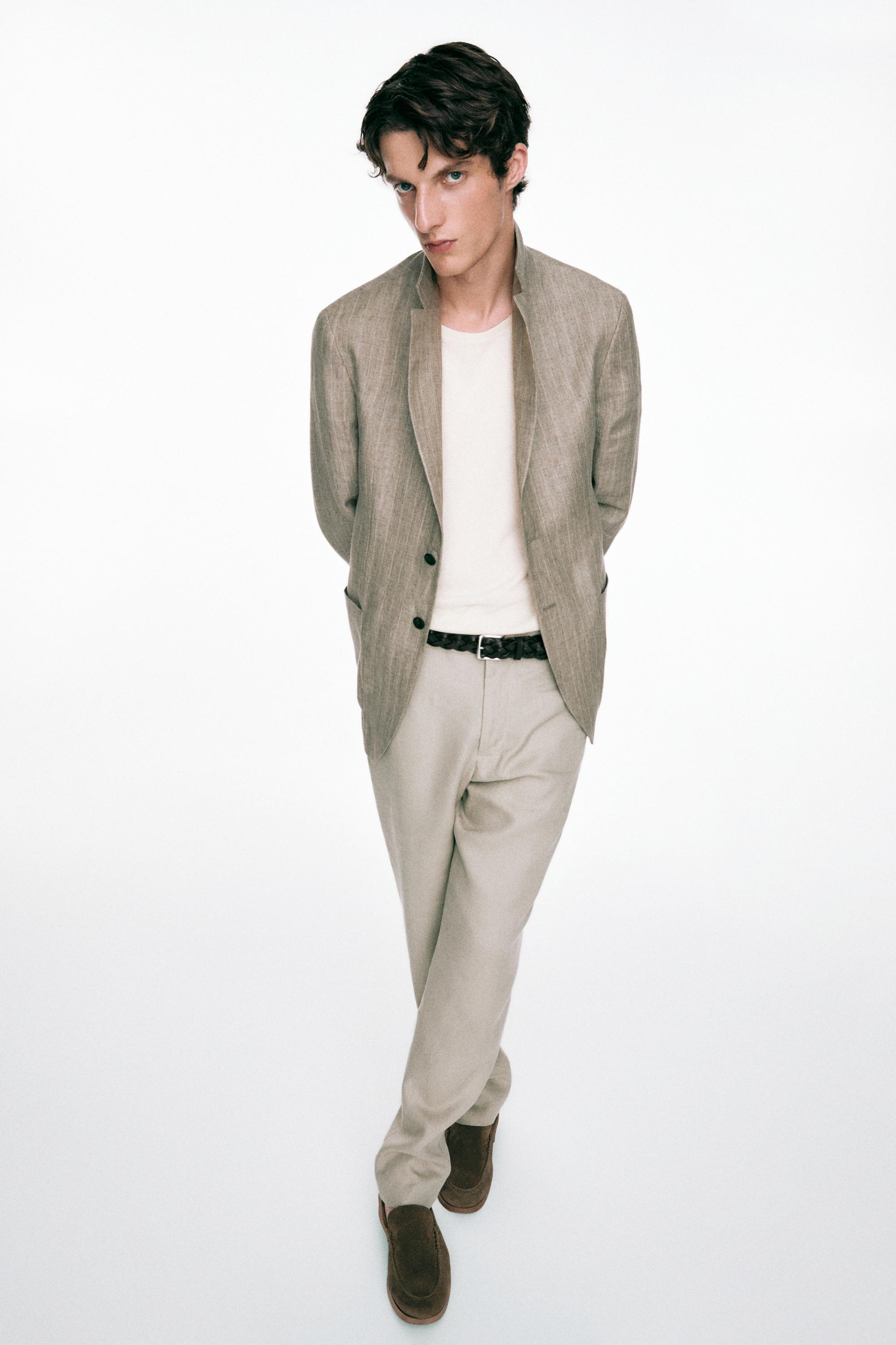 Soft split leather loafers — KHAKI