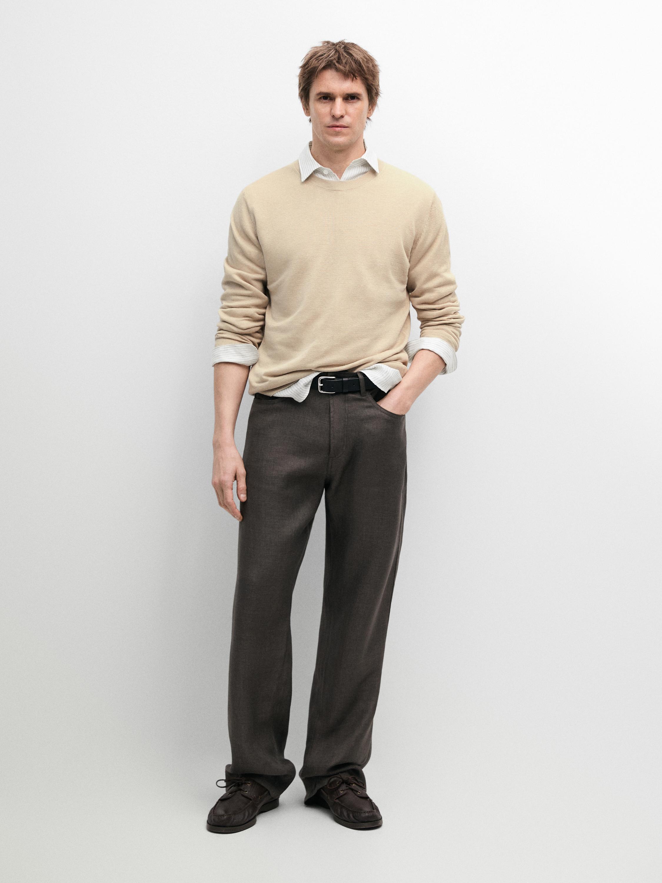Linen semi-jogger trousers