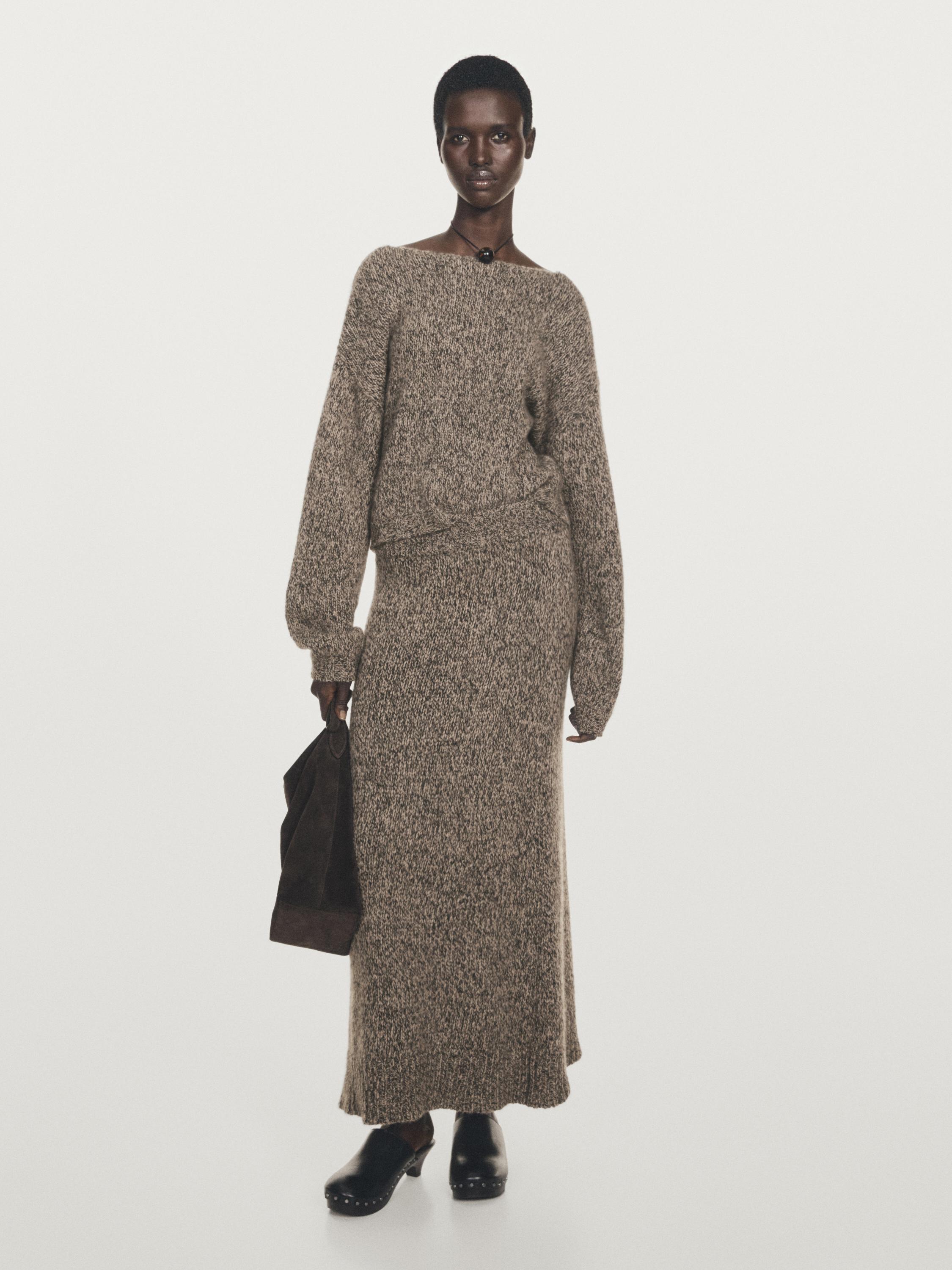 100% cashmere knit midi skirt