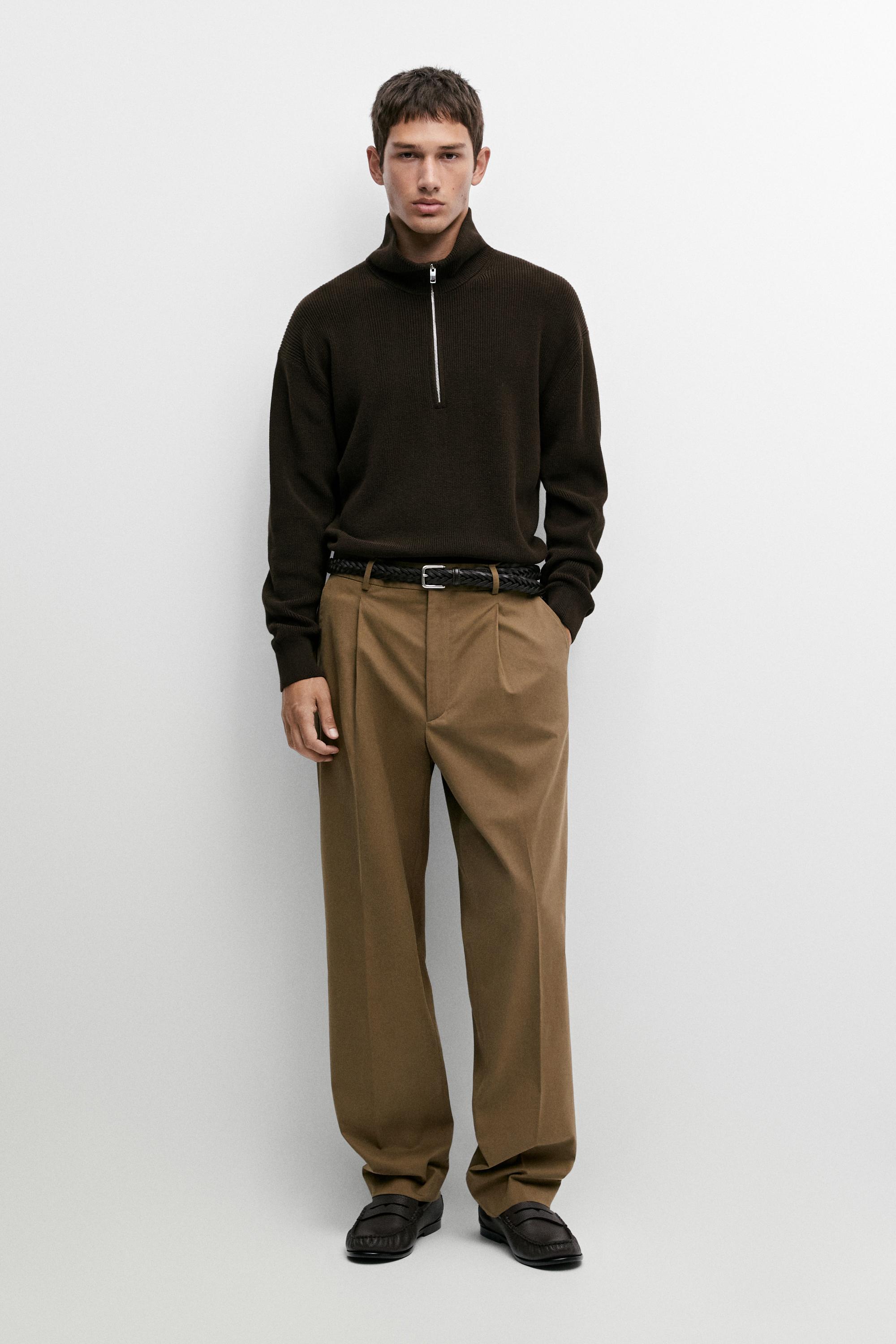 Cotton blend relaxed fit pants