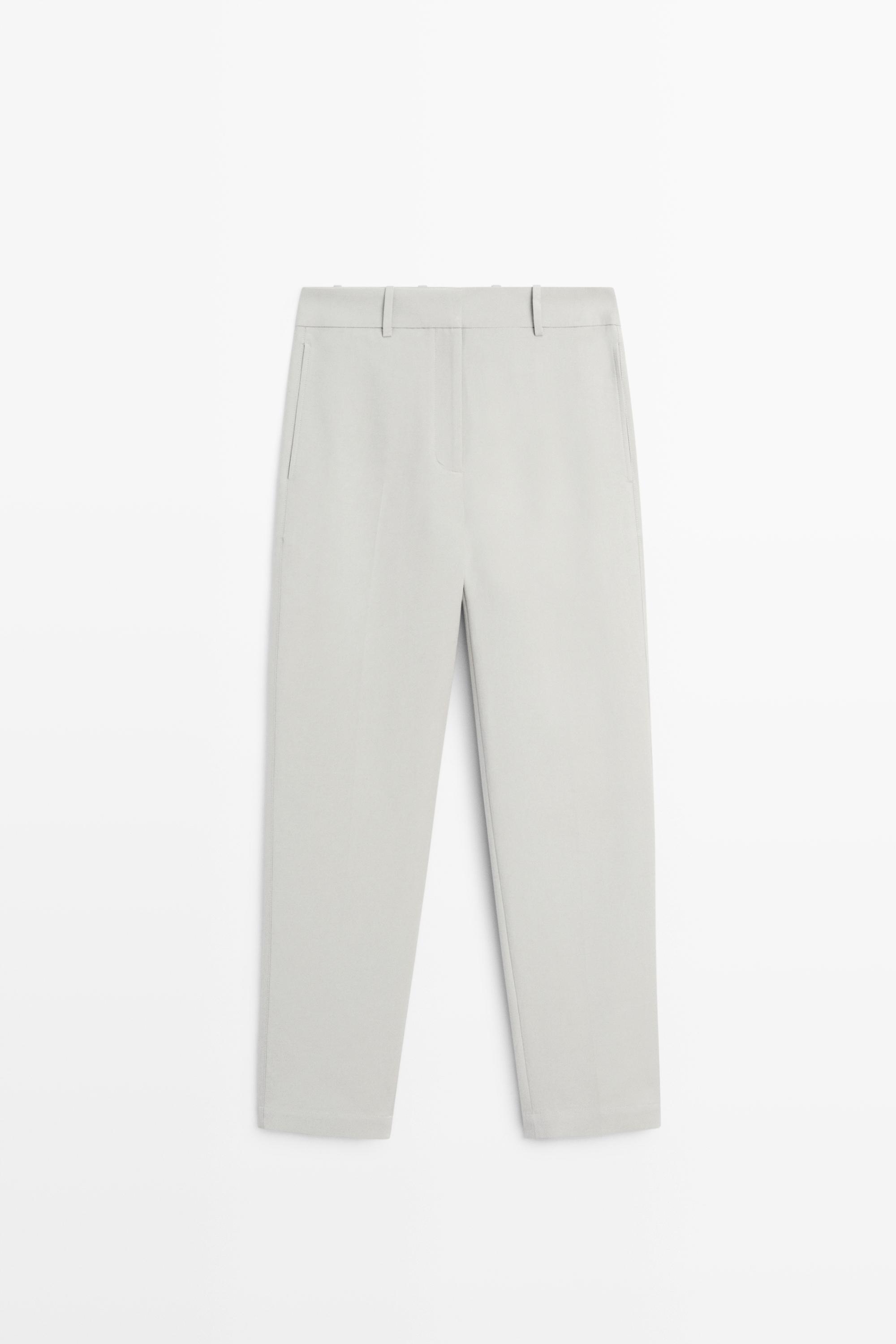 Suit pants with adjustable tab detail - STUDIO — GREY MARL