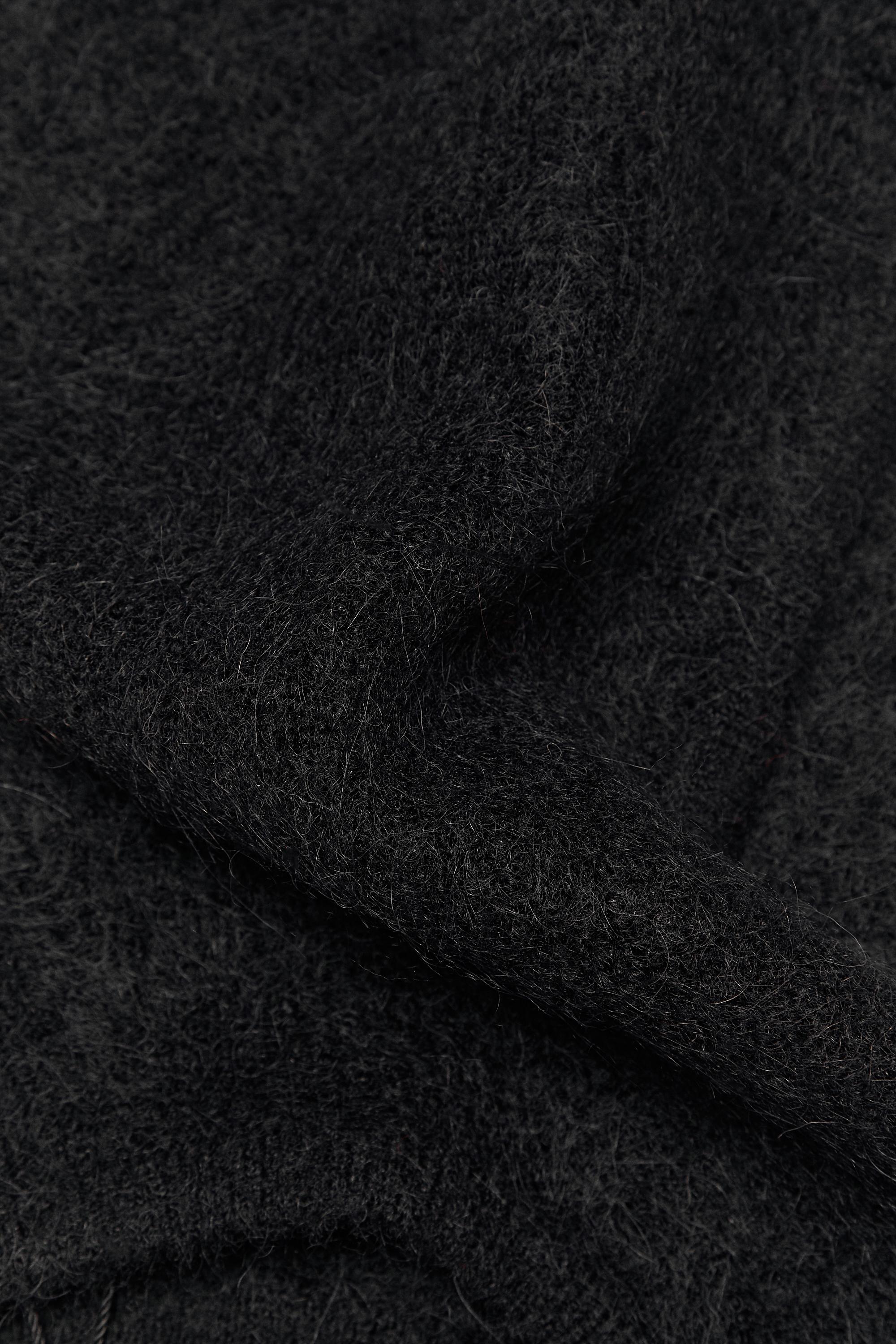 Alpaca blend knit beanie — BLACK