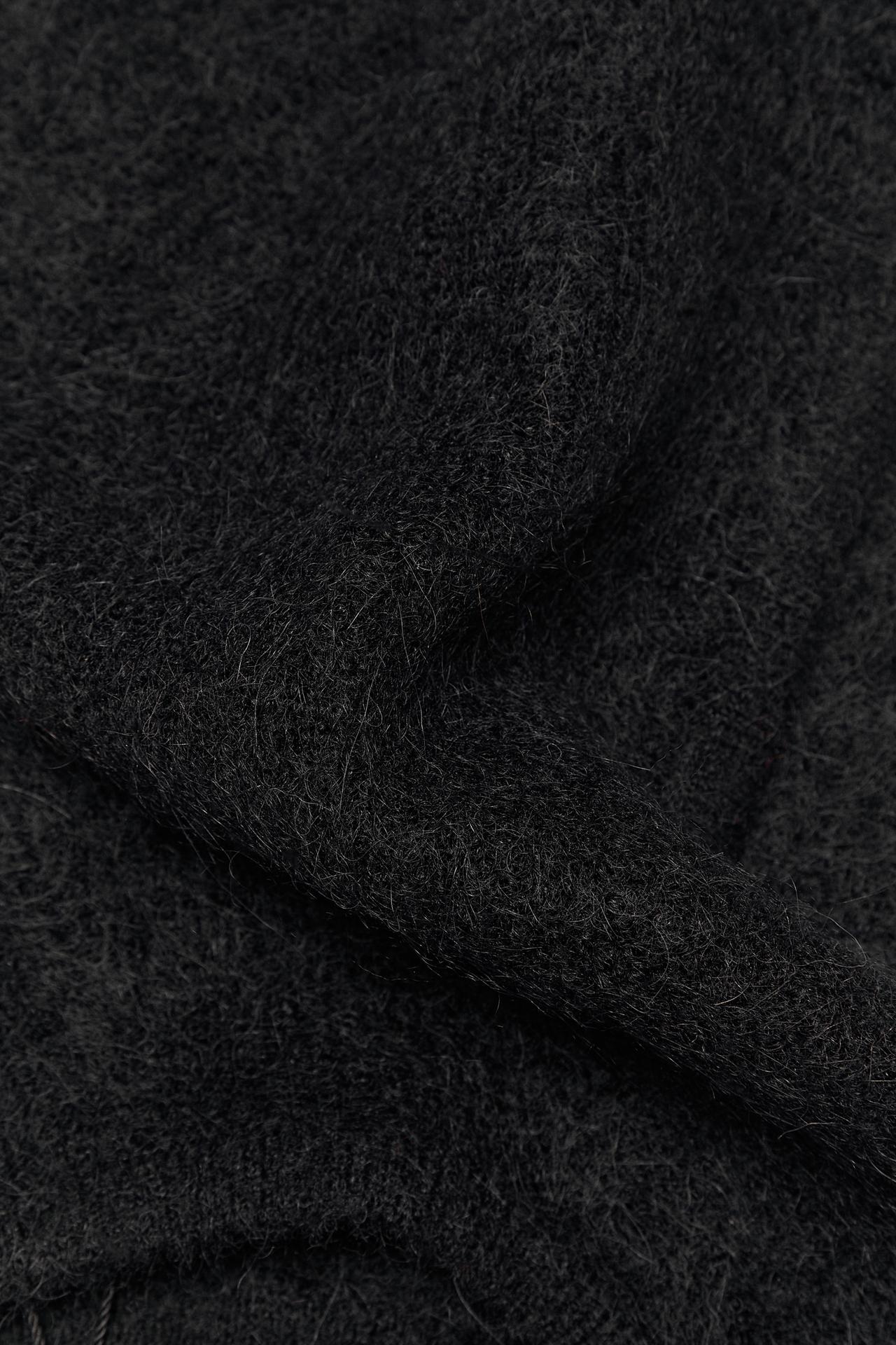 Alpaca blend knit beanie — BLACK