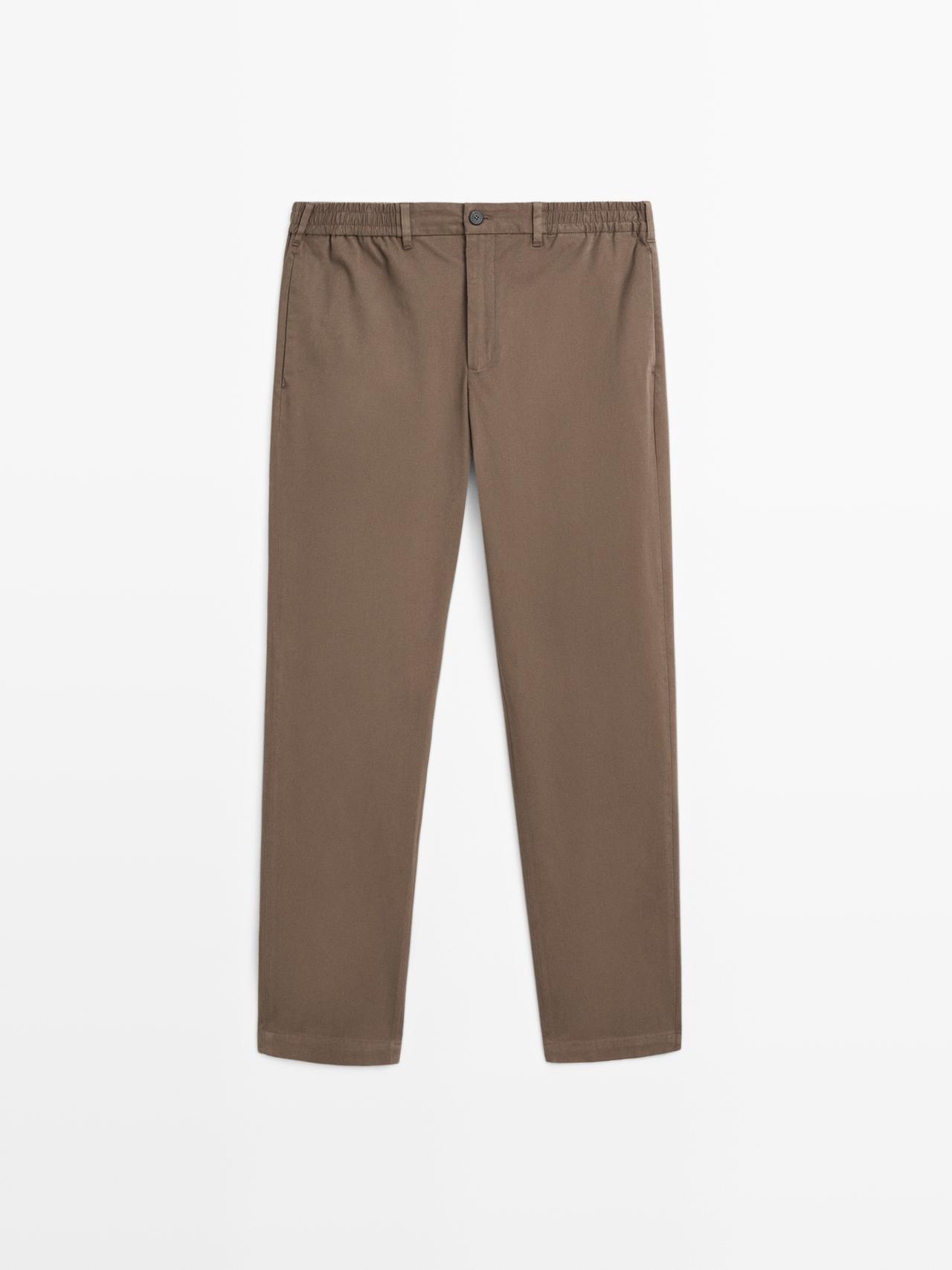 Massimo Dutti - Herre - Jogger Fit Bukser I Bomuldsblanding - Brun - Xl