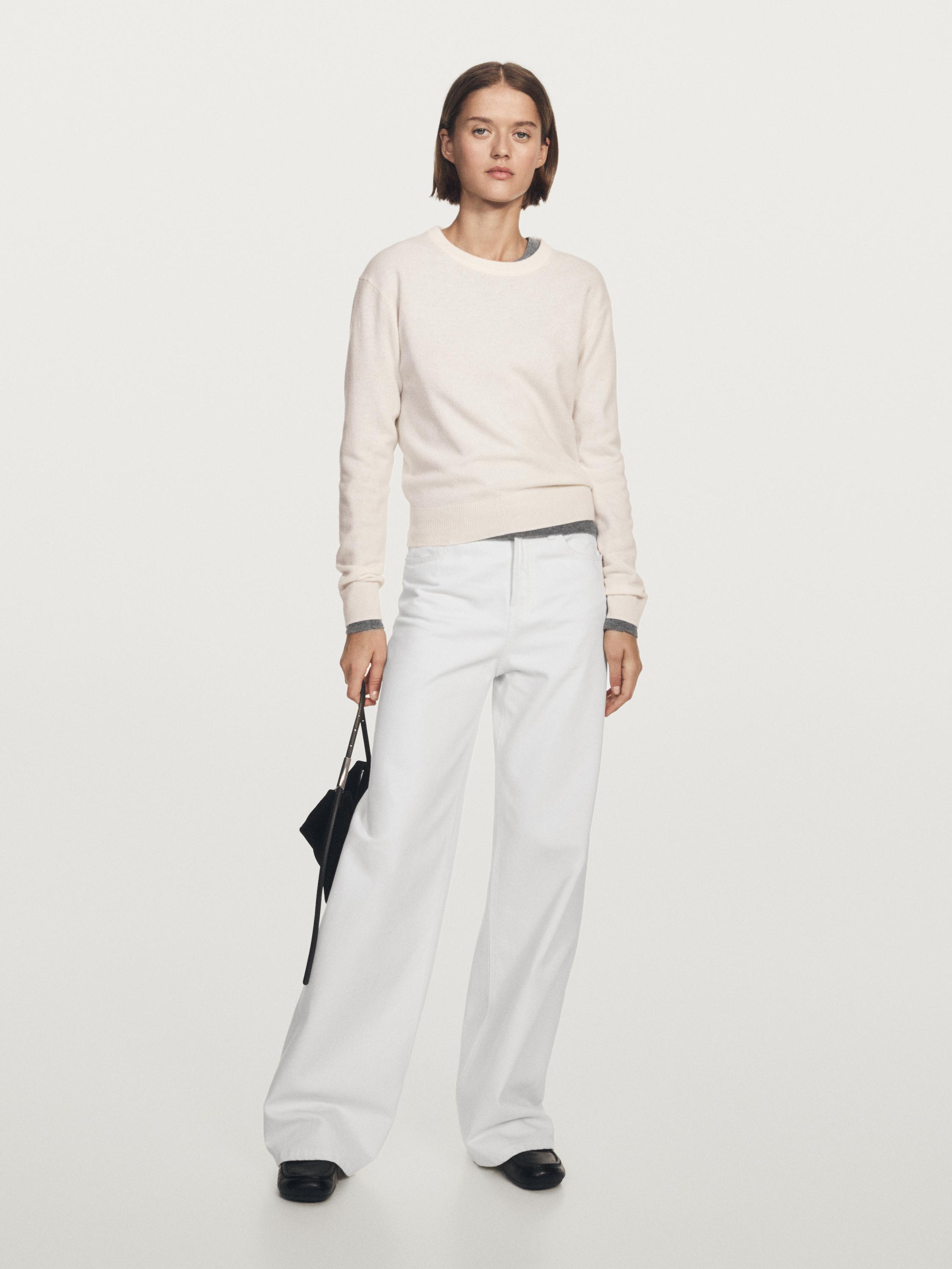 Jersey punto cuello redondo mezcla lana