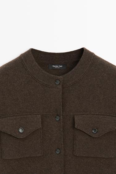 Short sleeve knit cardigan with pockets — BROWN 9